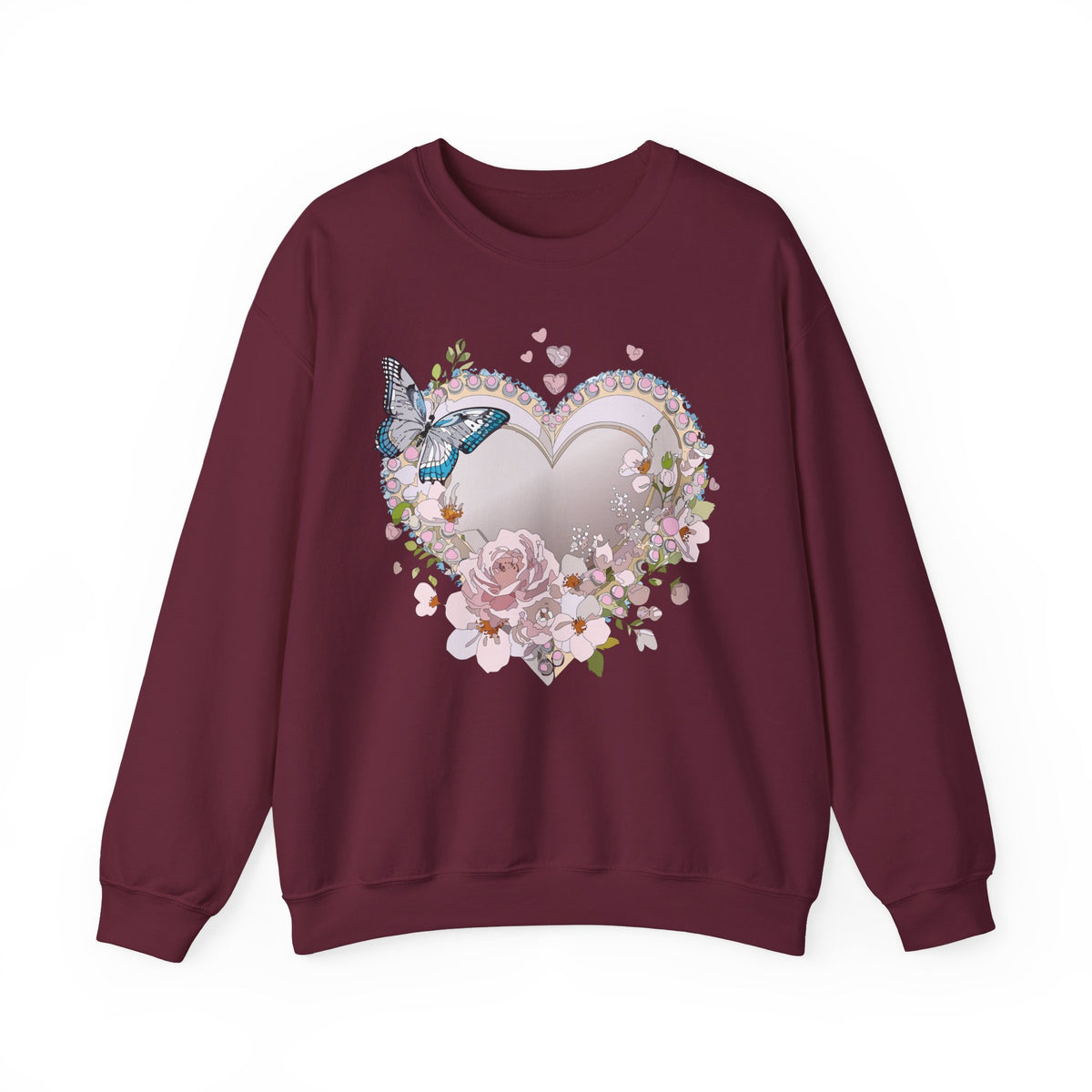 Floral Heart Love Graphic Valentine's Day Sweatshirt Unisex 50/50 Cotton-Poly Sweatshirt w41