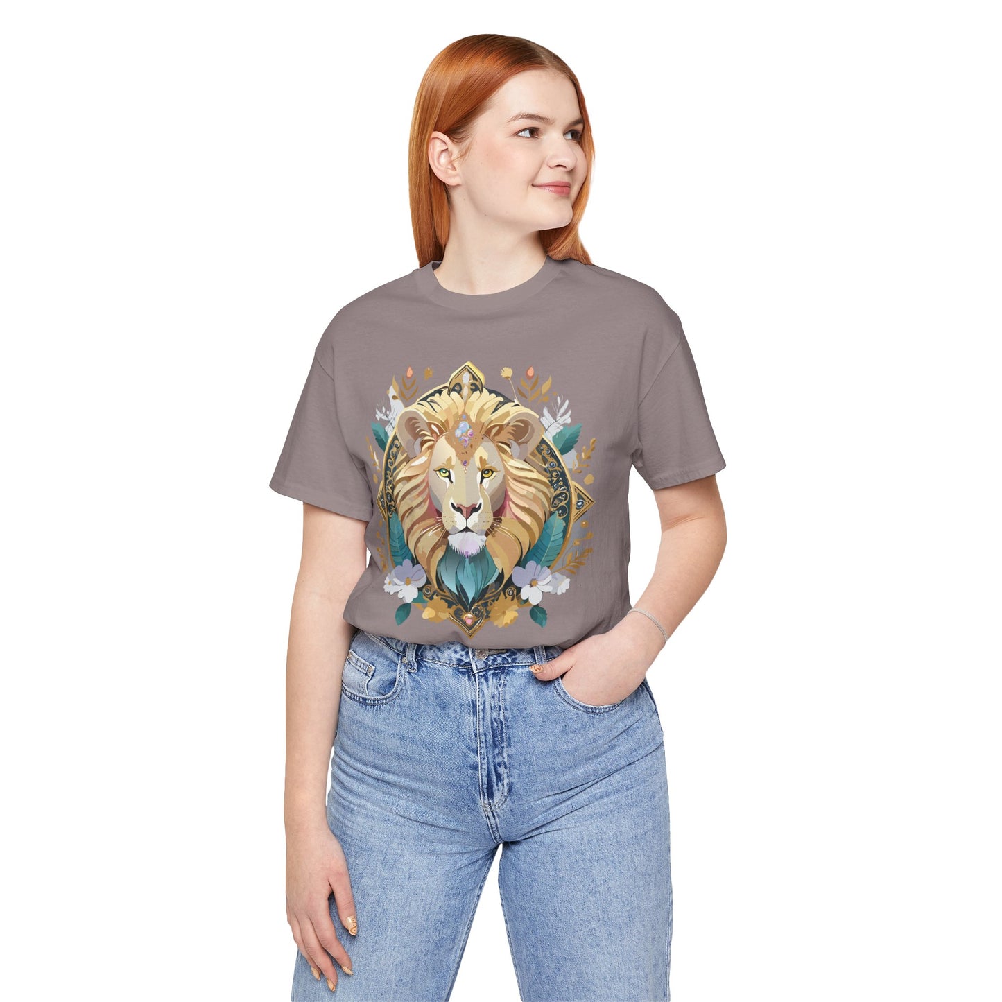 Unisex Lion Graphic Tee, Animal Shirt, Tee Shirt with Lion, Medallion T-Shirt, Animal Medallion Tees 2