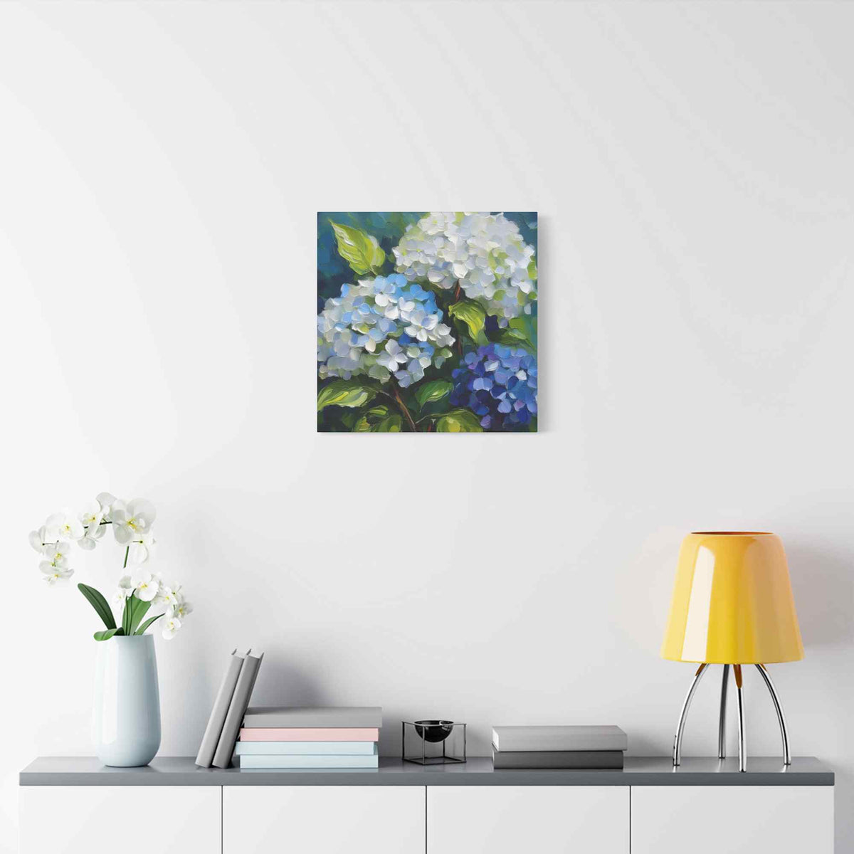 Hydrangeas Print Canvas, Flowers Oil Paint Print 20x20, 24x24, 30x30, 32x32, 36x36, Floral Art Design Print Non-Frame MC-30