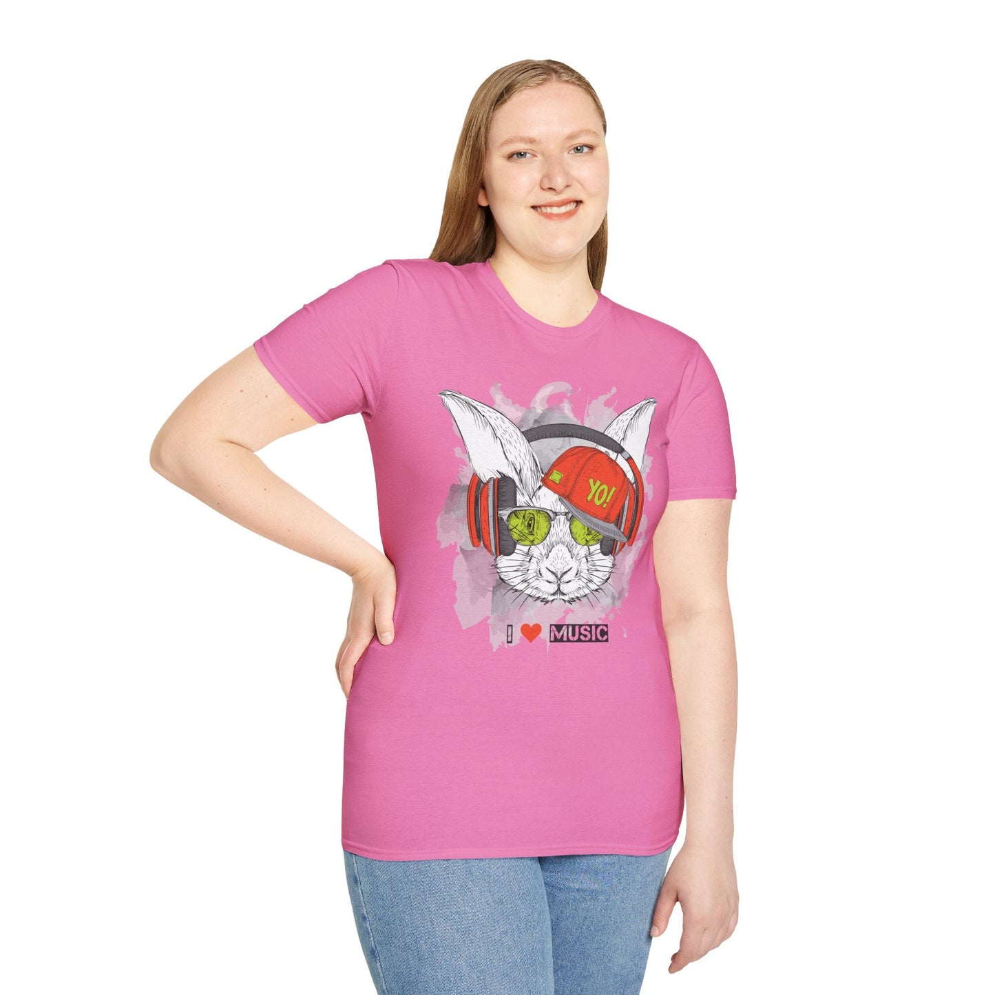 Unisex Music Animals Shirt With Headphones Softstyle Short Sleeve Tee Gildan 64000