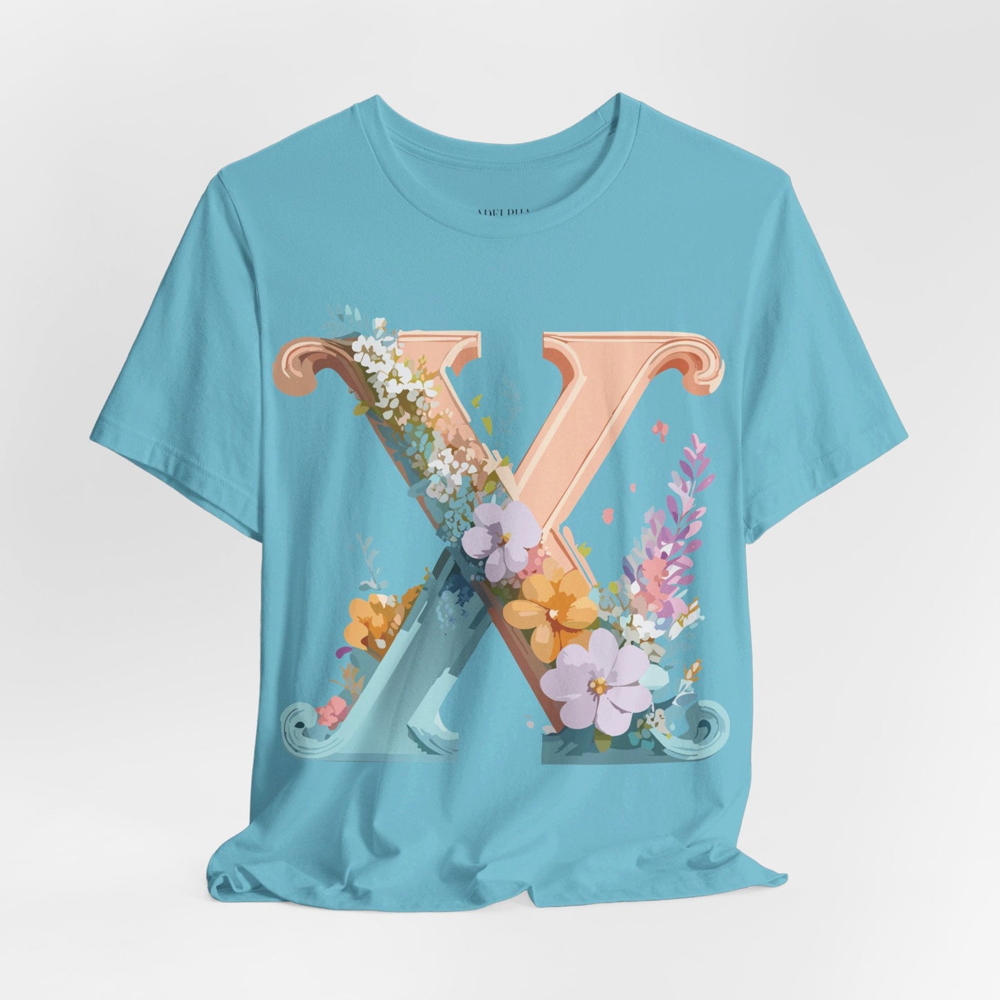 Letter X Shirt Unisex Jersey Graphic Tee By Adelpha With Vintage Inspired Artwork Short Sleeve