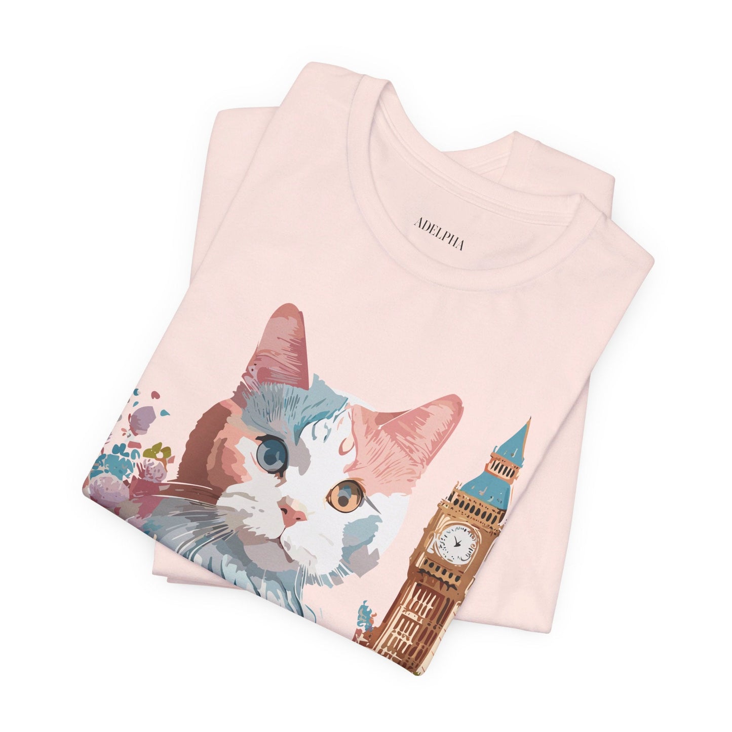 Unisex Cat Graphic Tee With Short Sleeve Vintage Inspired Art Adelpha