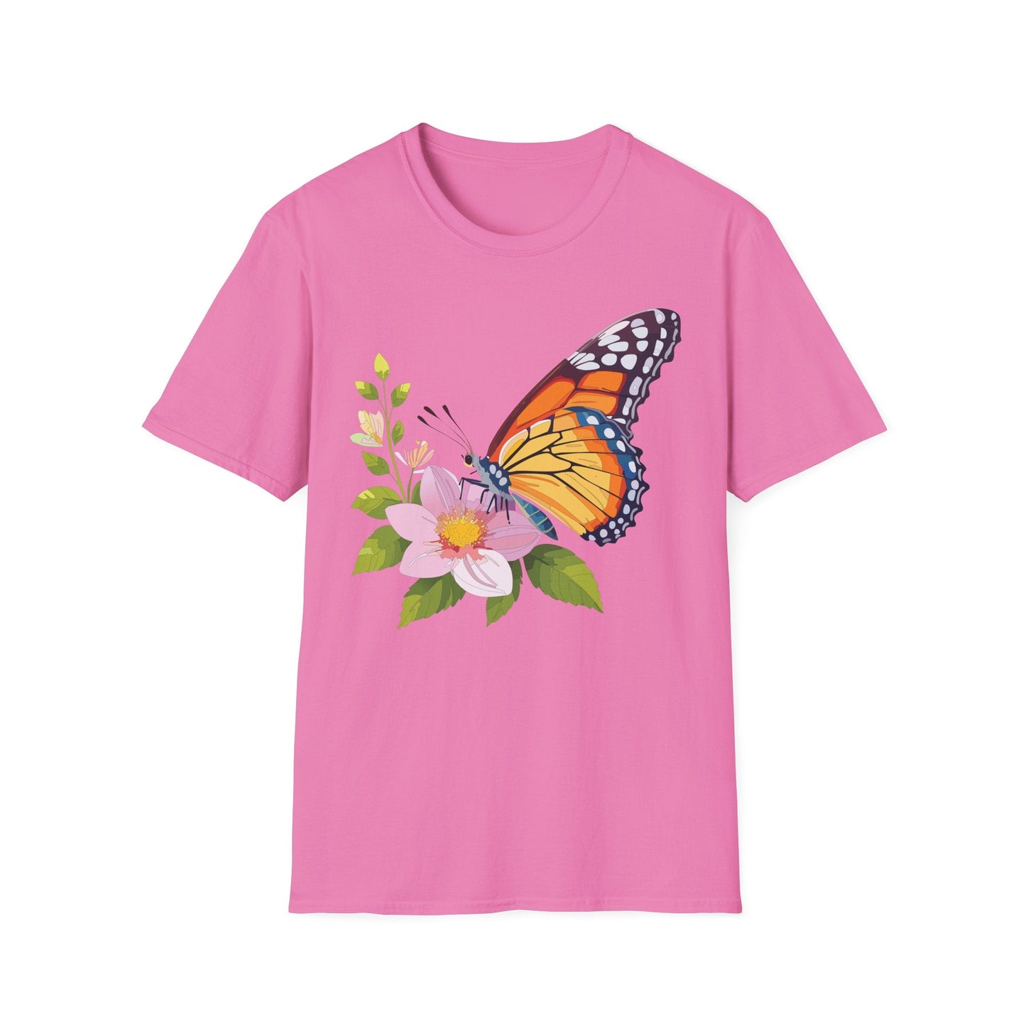 Butterfly T Shirt for Women and Men Monarch Print Softstyle Unisex Gildan 64000 Tee