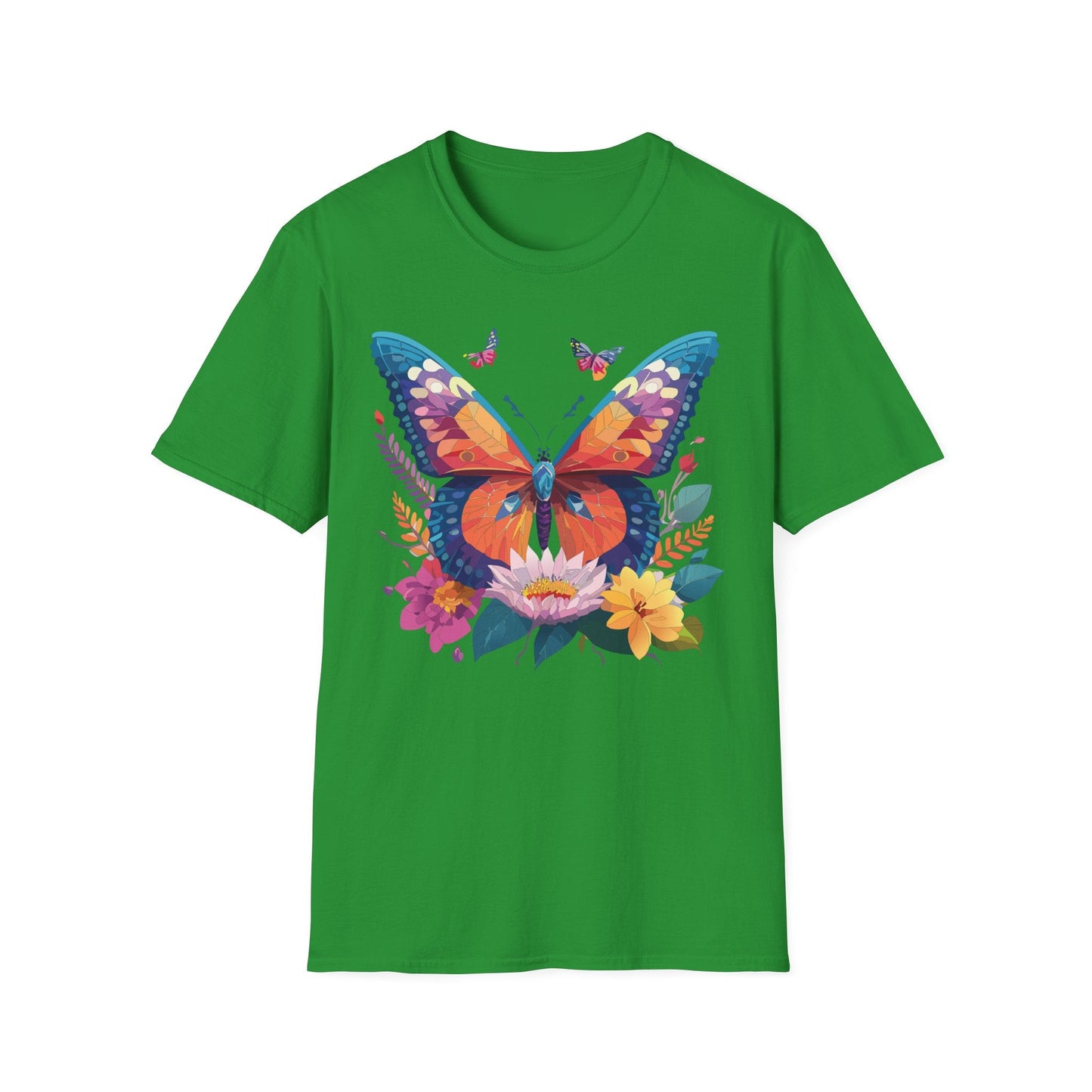 Butterfly Print Unisex T Shirt Softstyle 64000 Monarch Butterfly Themed Tee Ring Spun Cotton