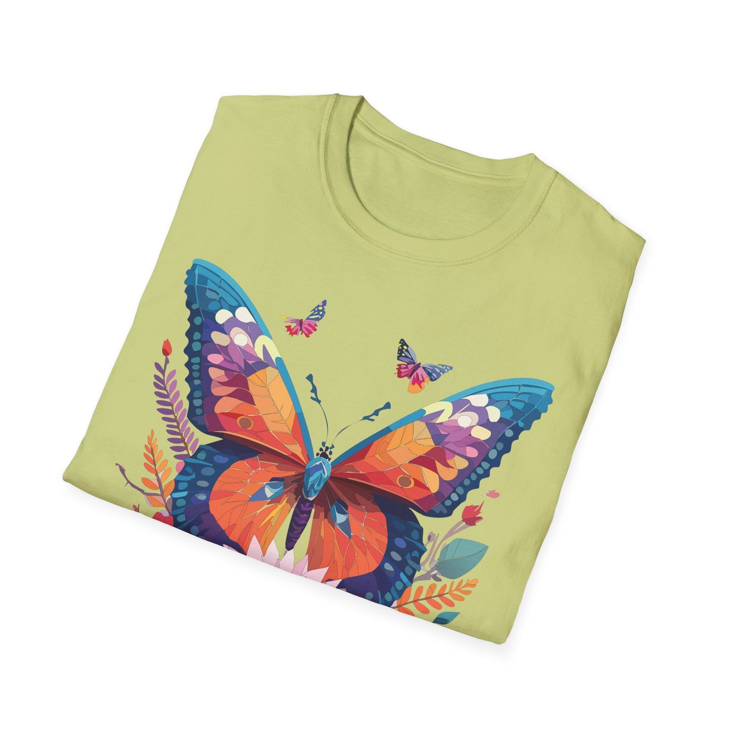 Butterfly Print Unisex T Shirt Softstyle 64000 Monarch Butterfly Themed Tee Ring Spun Cotton