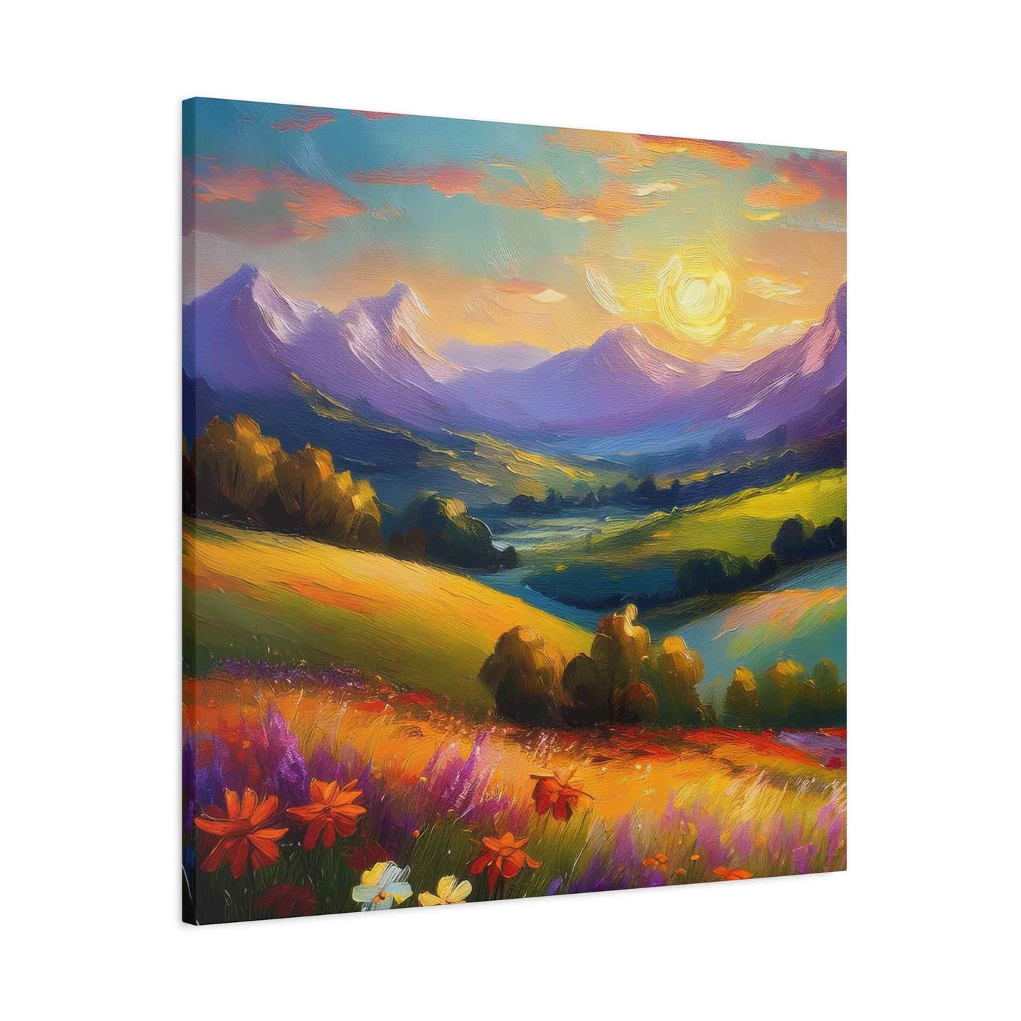 Landscape Print Canvas, Oil Paint Print 20x20, 24x24, 30x30, 32x32, 36x36 Art Design Print Pine-Wood Inner Frame MC-38