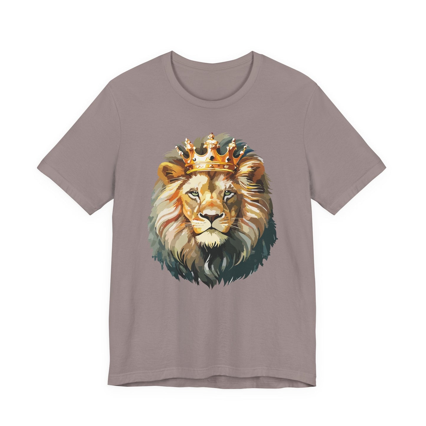 Lion with Crown Tee Unisex Cotton T-Shirt Regal King Lion Illustration, Wildlife Graphic Shirt - 1