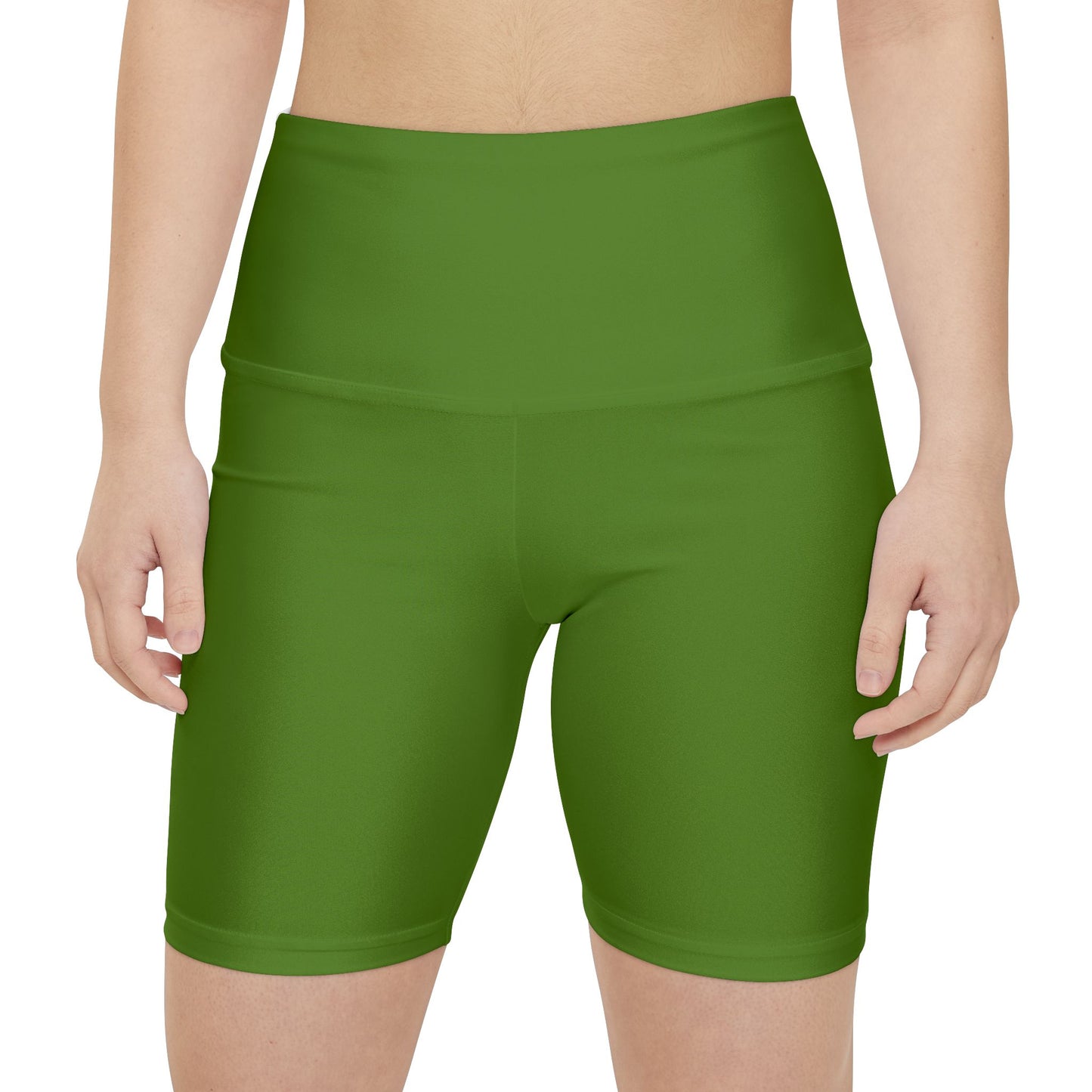 Forest Moss Women's Active Bike Shorts - High-Waist Workout Shorts (Solid Green)