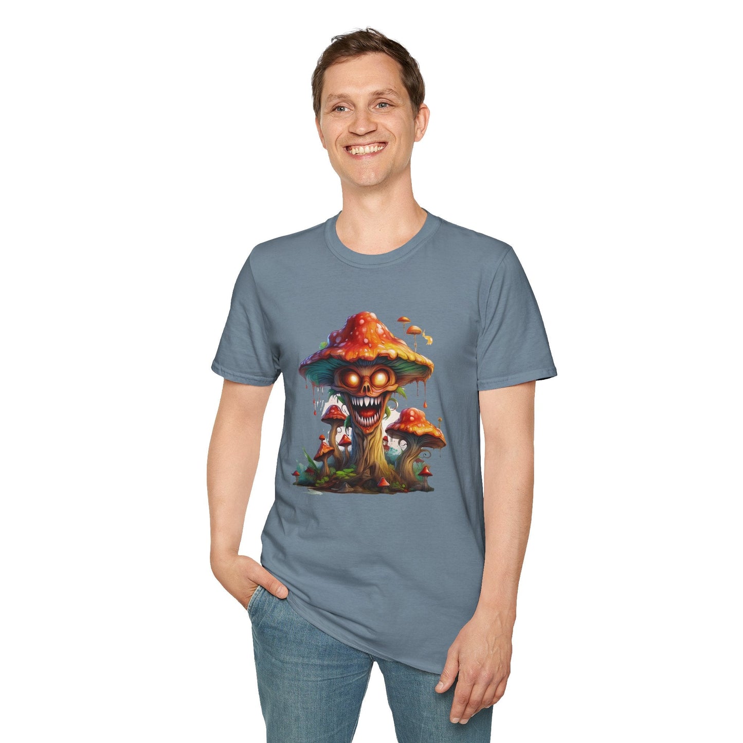 Funny Mashroom Graphic Unisex Softstyle Cotton With Cartoon Illustration Design 4