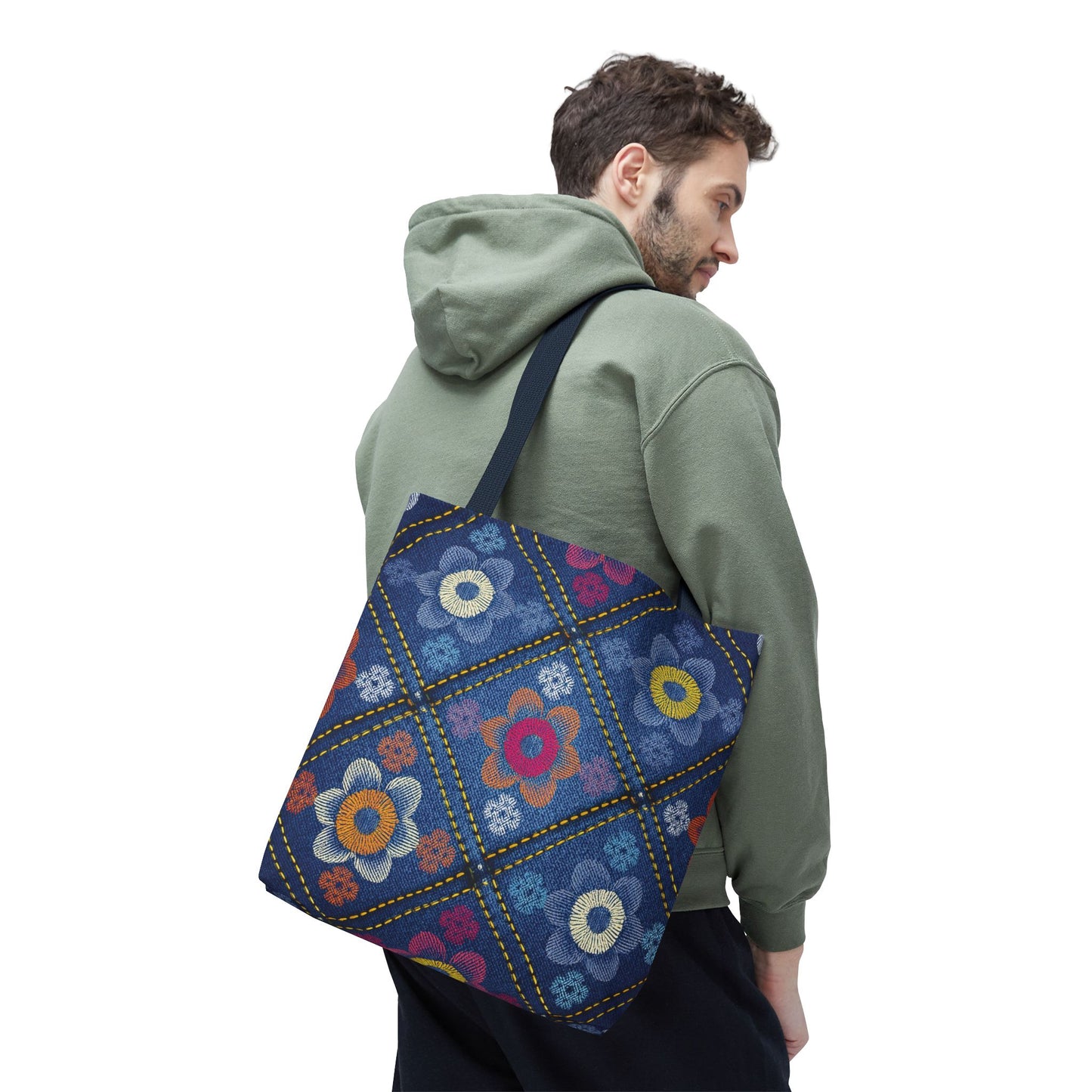 Denim Fabric Imitation Print Unisex Canvas Bag Poly Spun 3 Sizes Tote Bag 130