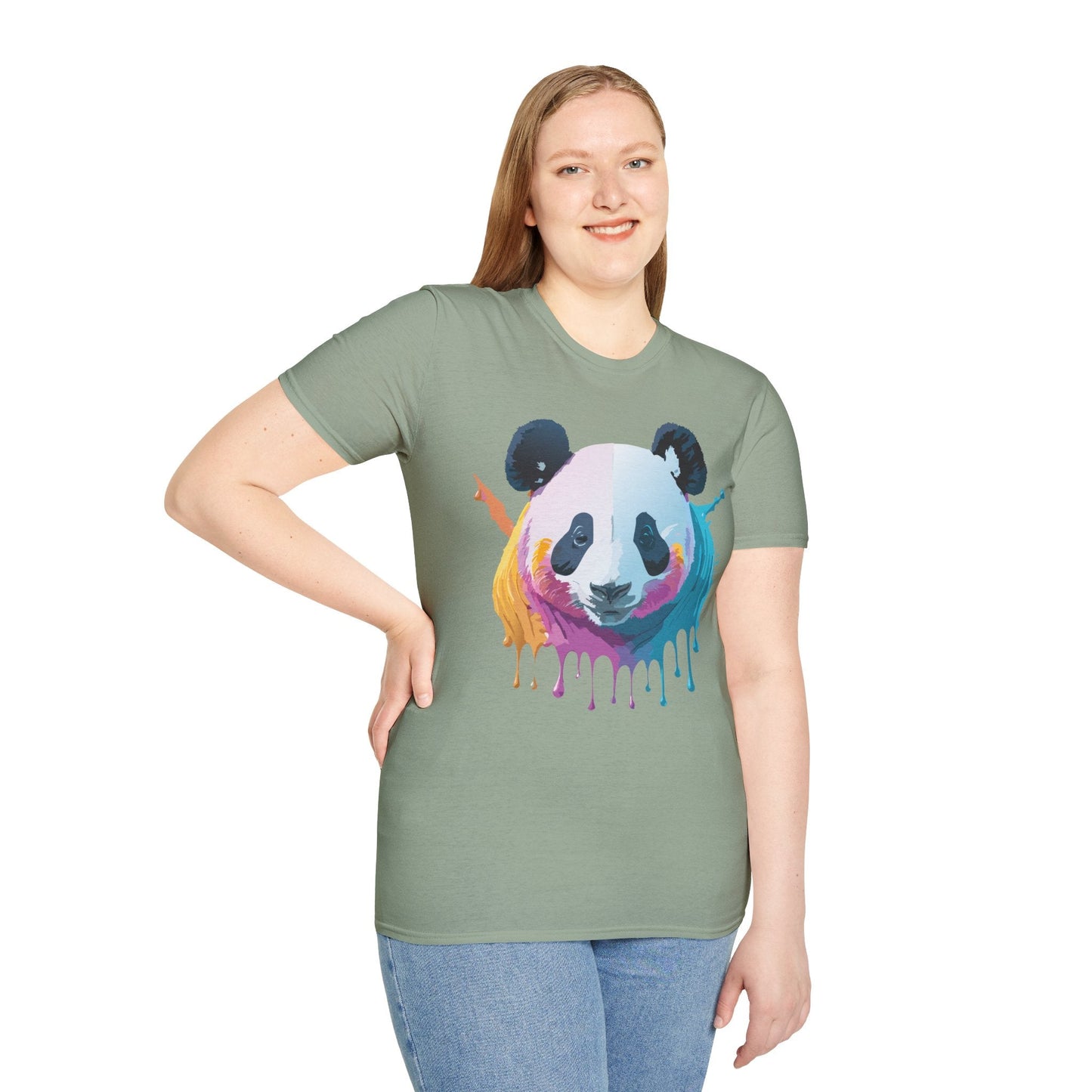 Panda Shirt Unisex T Shirt Softstyle Gildan 64000 100 Percent Ring Spun Cotton Animal Tee