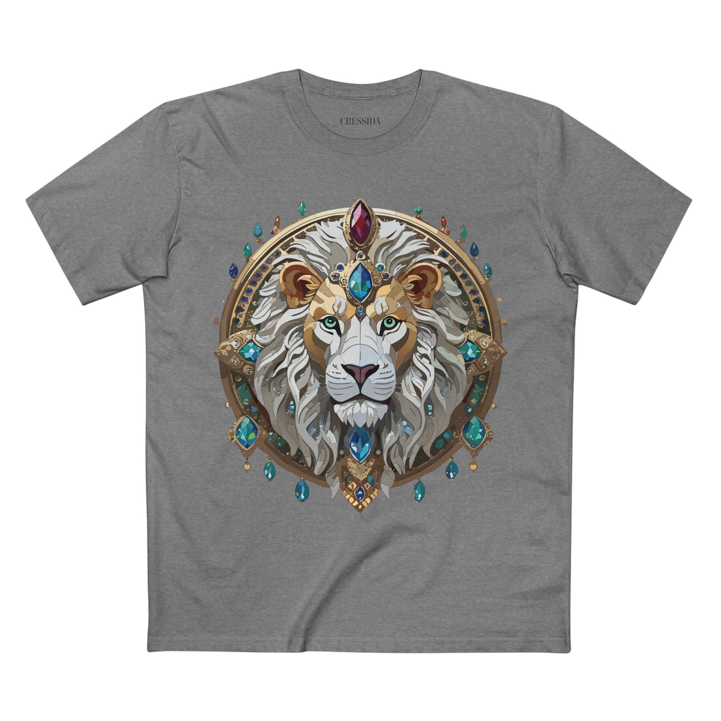 Lion Graphic Unisex 100 Cotton Tee With Unique Animal Golden Medallion Art Design 60