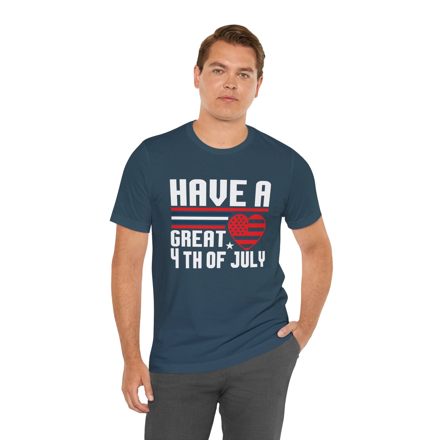 4th of July American Flag Graphic Unisex Cotton T-Shirt 020