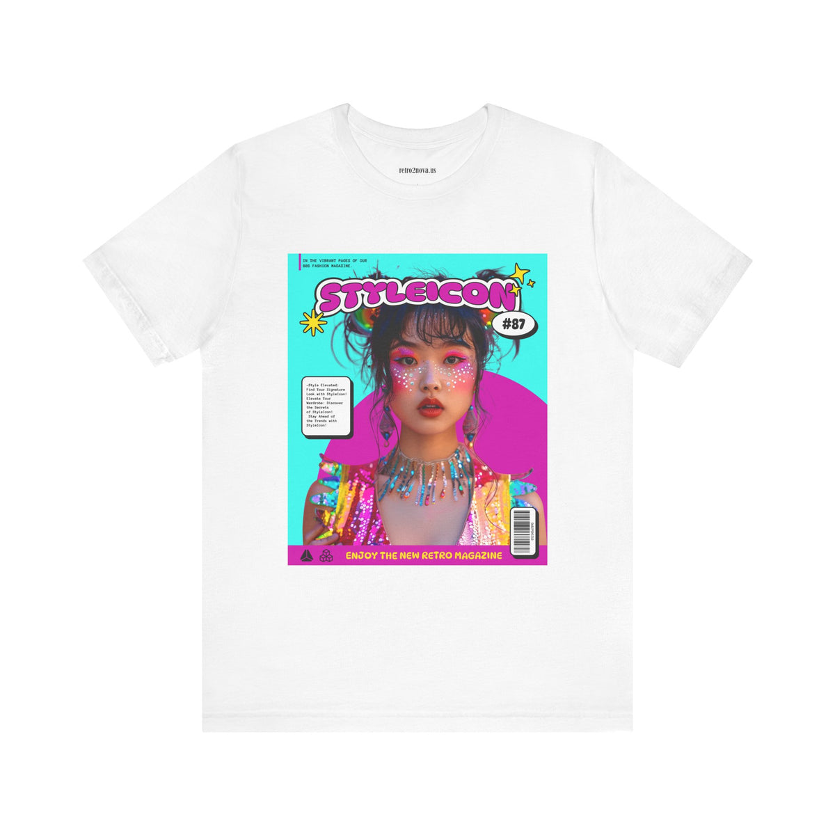 Magazine Cover Graphic Unisex Cotton Bella+Canvas Tee with Retro Poster ab32