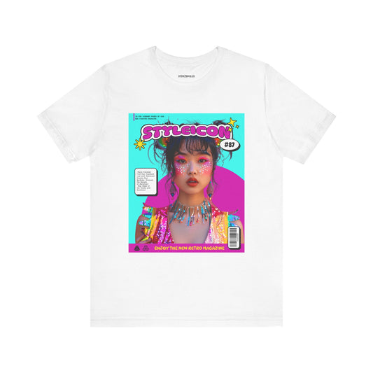 Magazine Cover Graphic Unisex Cotton Bella+Canvas Tee with Retro Poster ab32