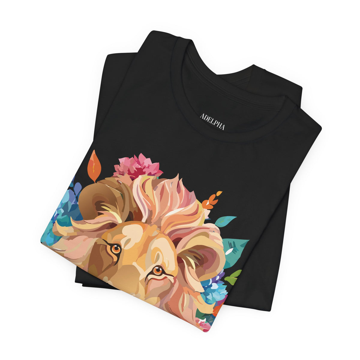 Lion Graphic Unisex Cotton Bella+Canvas Tee with Art Animal Design e42