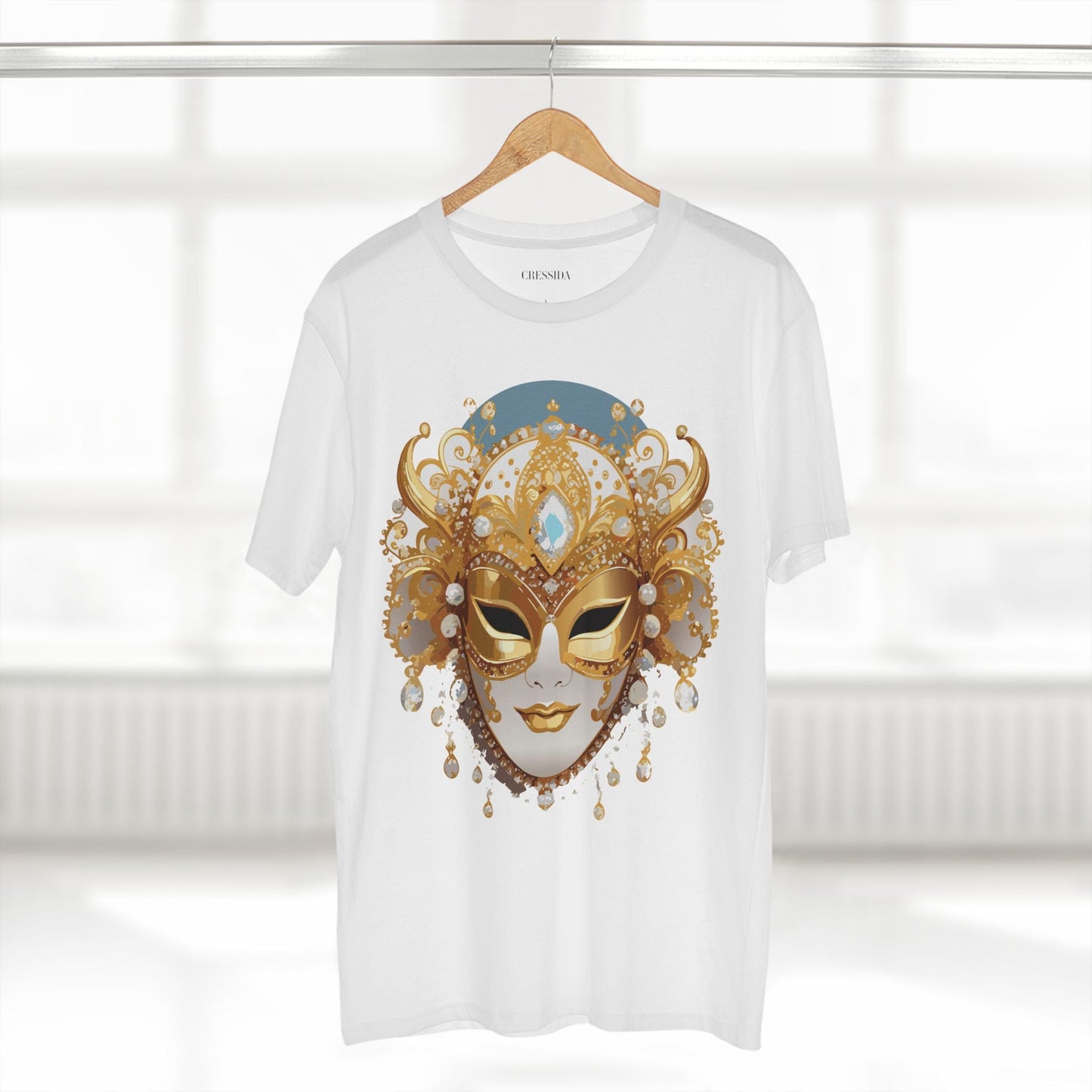 Carnival Mask Graphic T-Shirt Unisex 100 Cotton With Antique Gold Art Design Tee 17