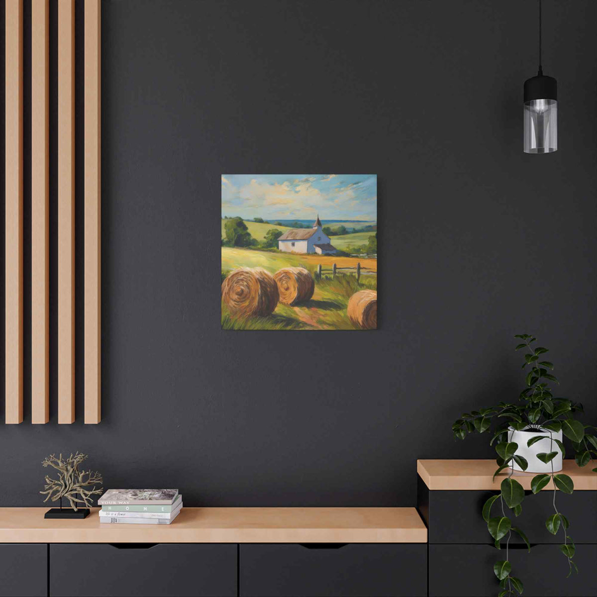 Countryside Print Canvas, Oil Paint Print 20x20, 24x24, 30x30, 32x32, 36x36 Art Design Print Pine-Wood Inner Frame MC-49