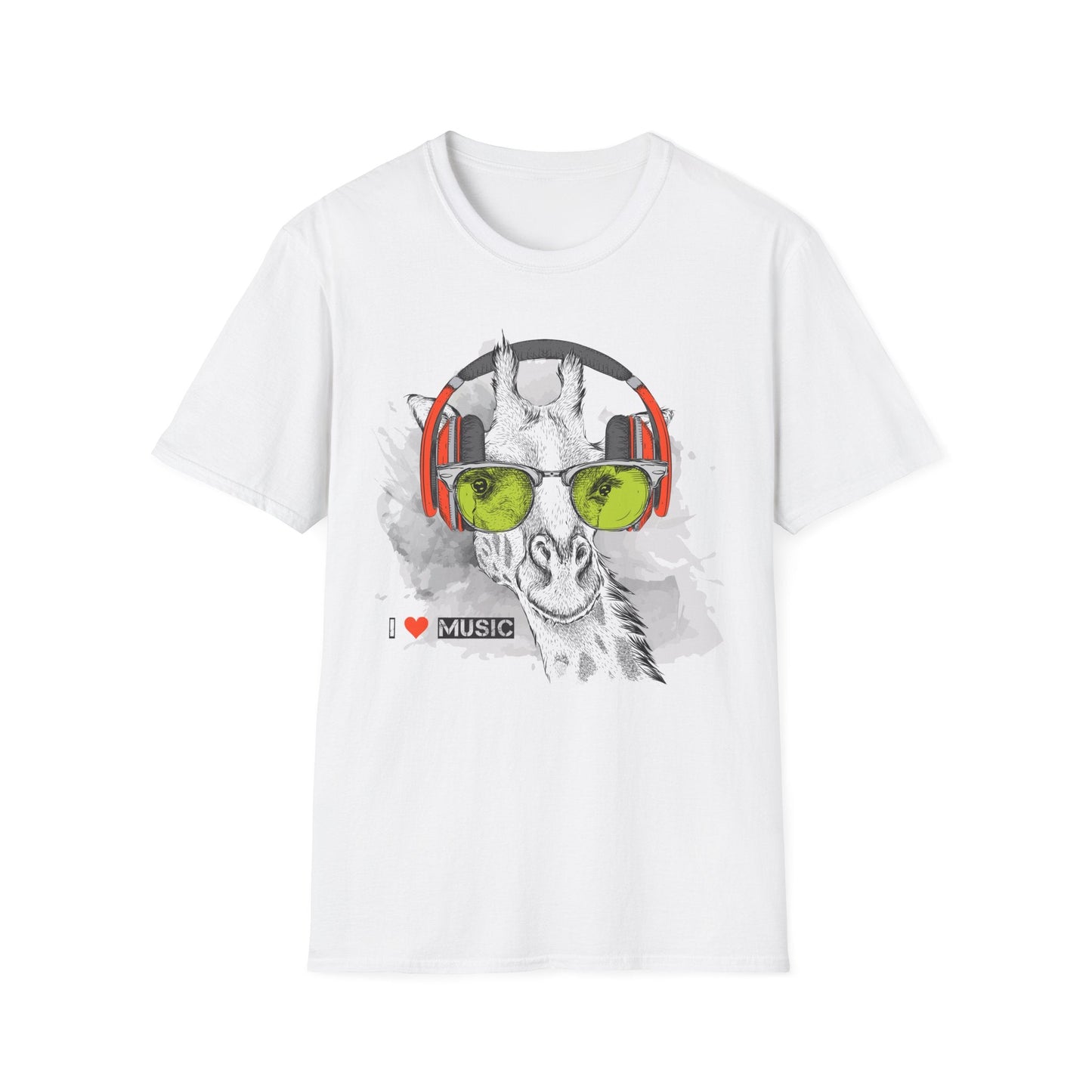 I Love Music Animals Shirt With Headphones Unisex Gildan Softstyle 100 Percent Ring Spun Cotton Tee