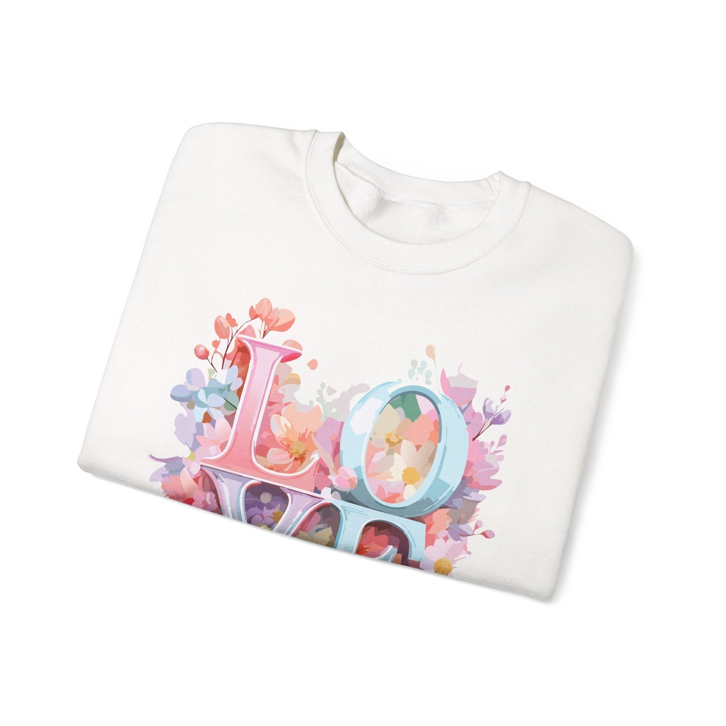 Floral Love Sweatshirt Unisex Valentines Day Crewneck Gildan 18000 50 Cotton 50 Polyester