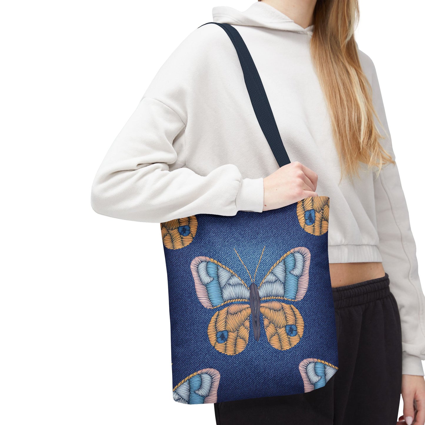 Denim Fabric Imitation Print Unisex Canvas Bag Poly Spun 3 Sizes Tote Bag 175