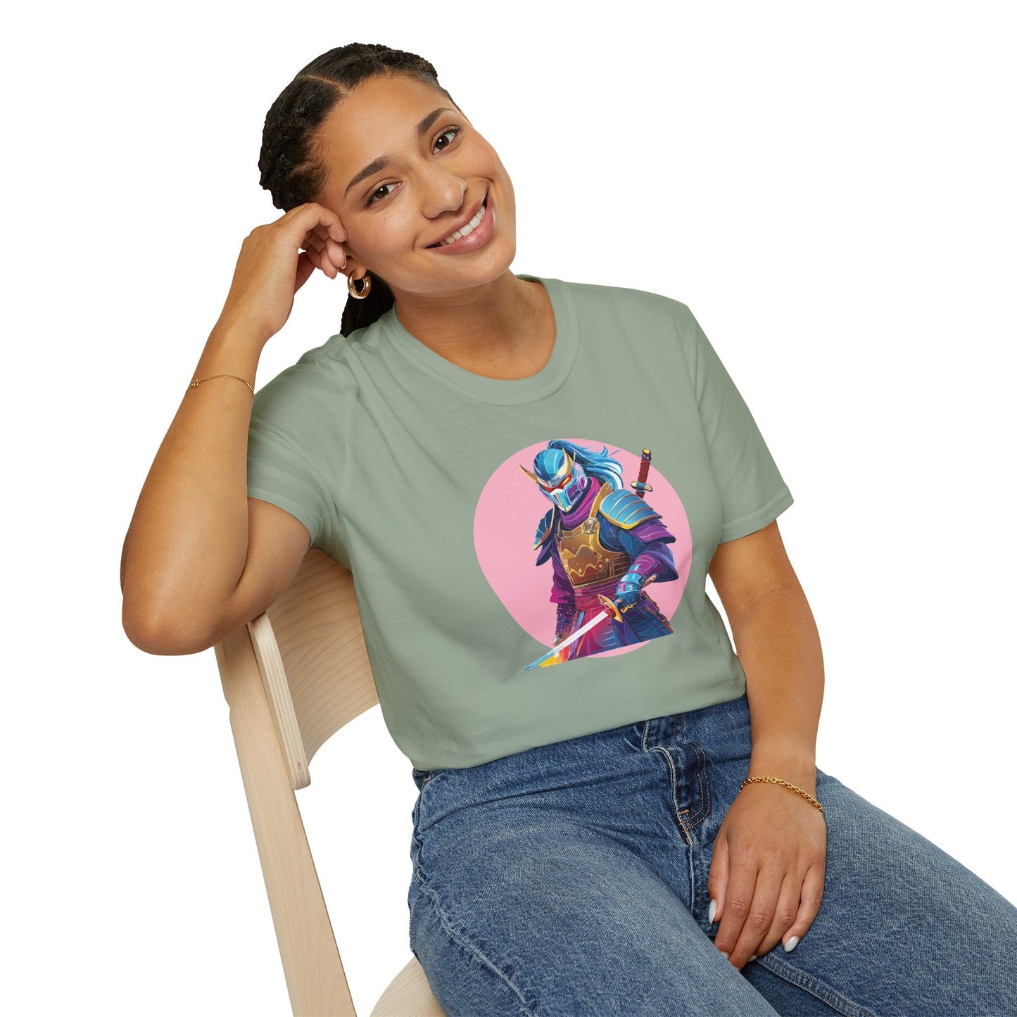 Samurai Themed Unisex Softstyle Tee Shirt Gildan 64000 100 Percent Ring Spun Cotton