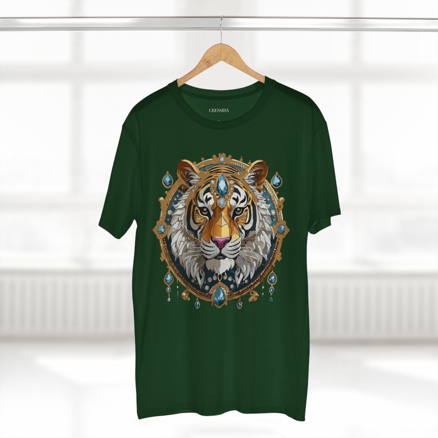 Tiger Graphic Unisex 100 Cotton Tee With Unique Animal Golden Medallion Art Design 51