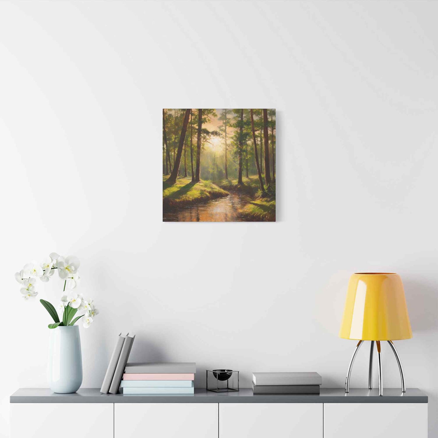 Forest Print Canvas, Trees Oil Paint Print 20x20, 24x24, 30x30, 32x32, 36x36 Art Design Print Pine-Wood Inner Frame MC-73