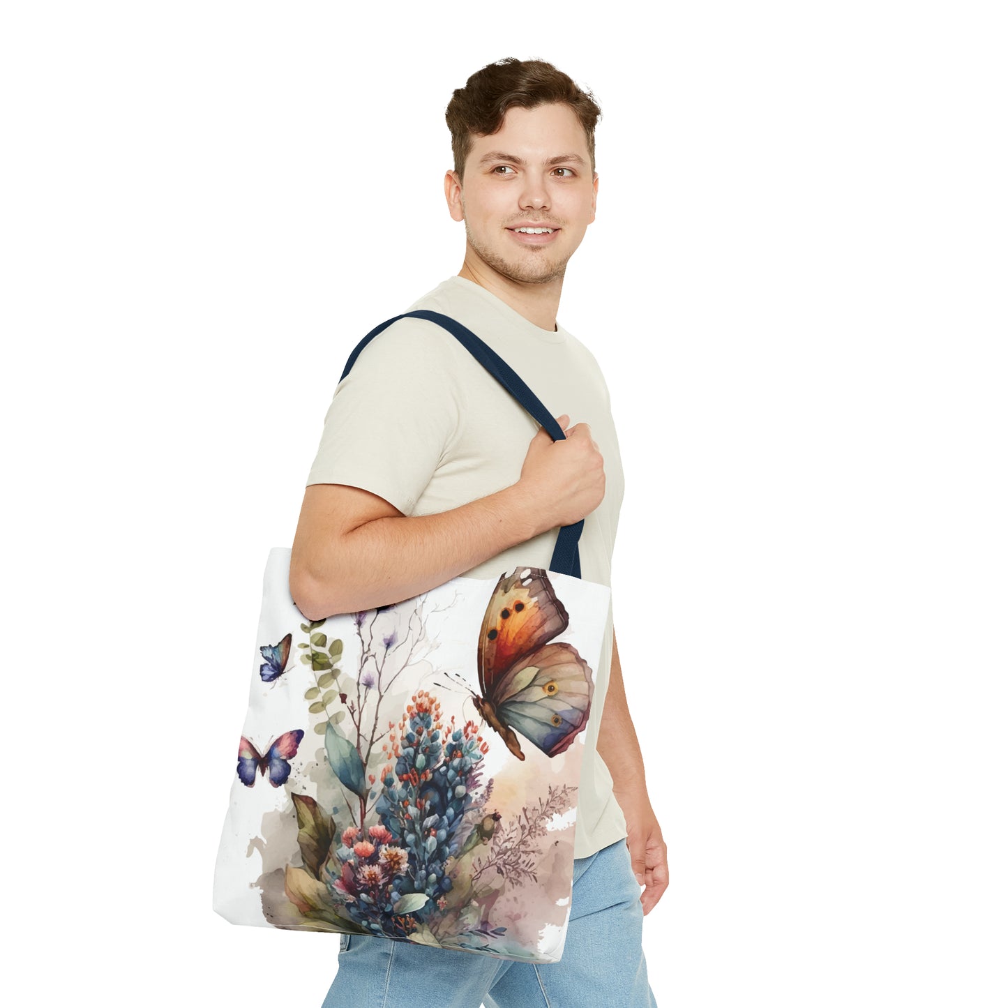 Bolsa de lona con estampado de mariposas 