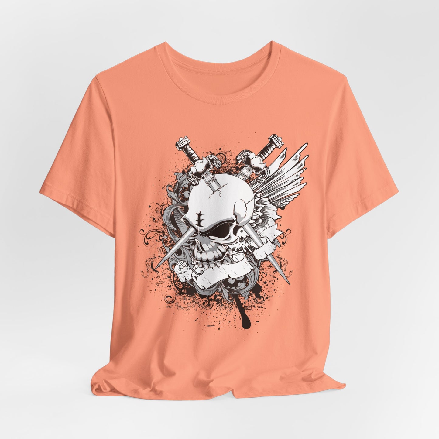 Dagger Skull Graphic Design Tee, Skull Shirt, Vintage Tees, Art Design T-Shirt, Vintage Graphic Tee, Art Shirts with Skulls