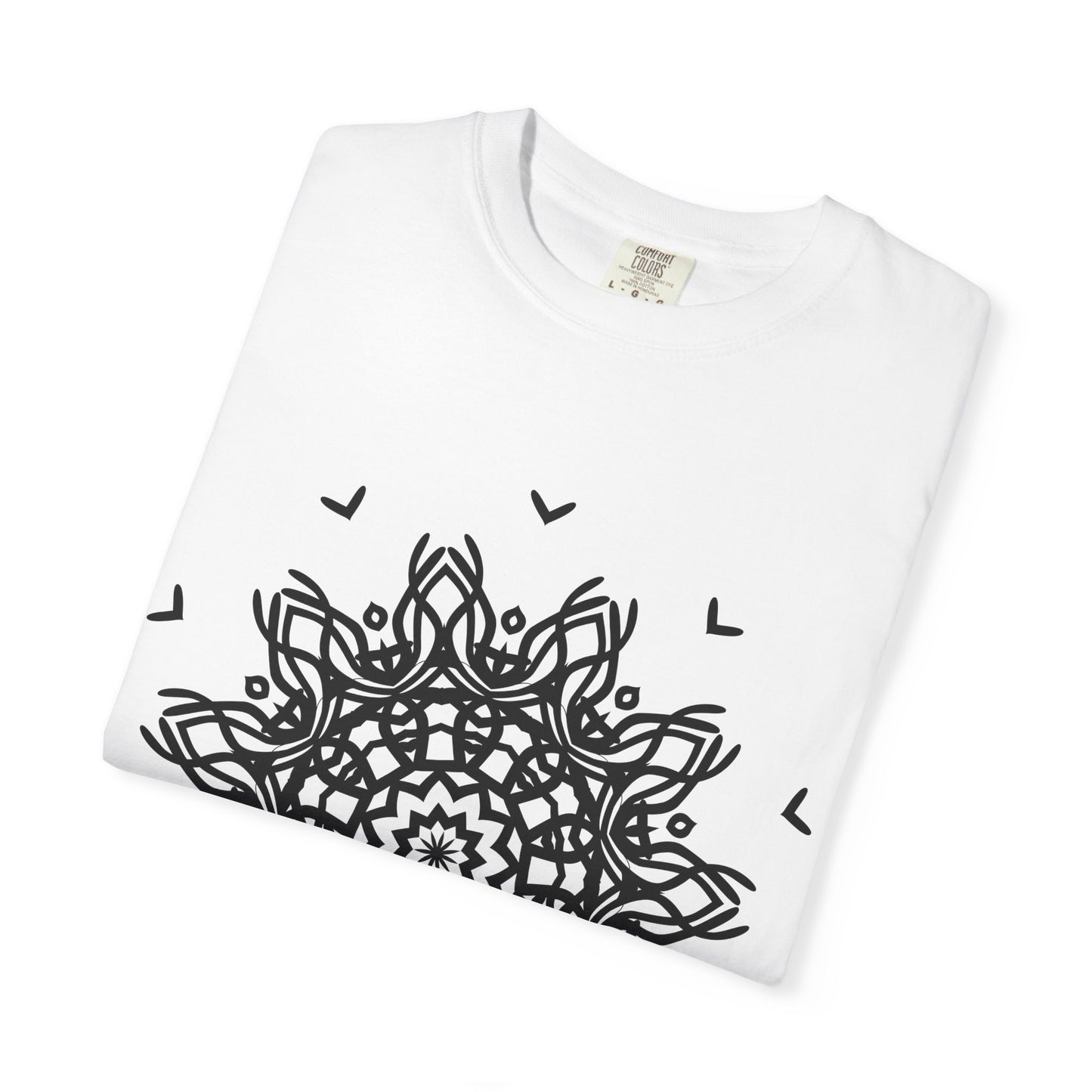 Unisex Garment Dyed Cotton T-Shirt with Mandala Graphic Design