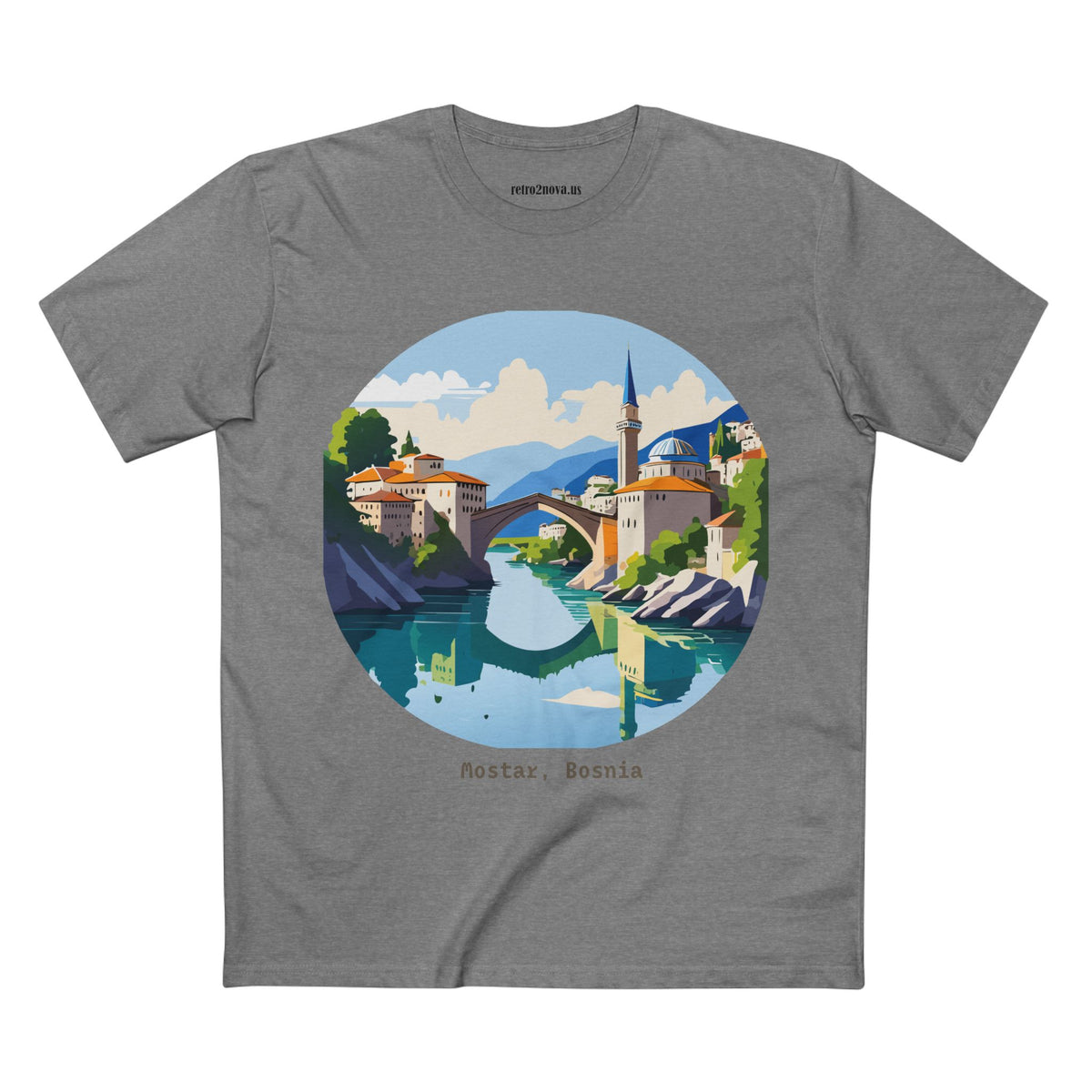 Mostar Bosnia illustration tee | Stari Most bridge t-shirt