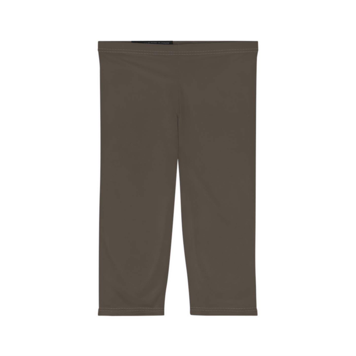 Stone Brown Color Women's Brushed Suede Poly Span Casual Capri Leggings XS-2XL