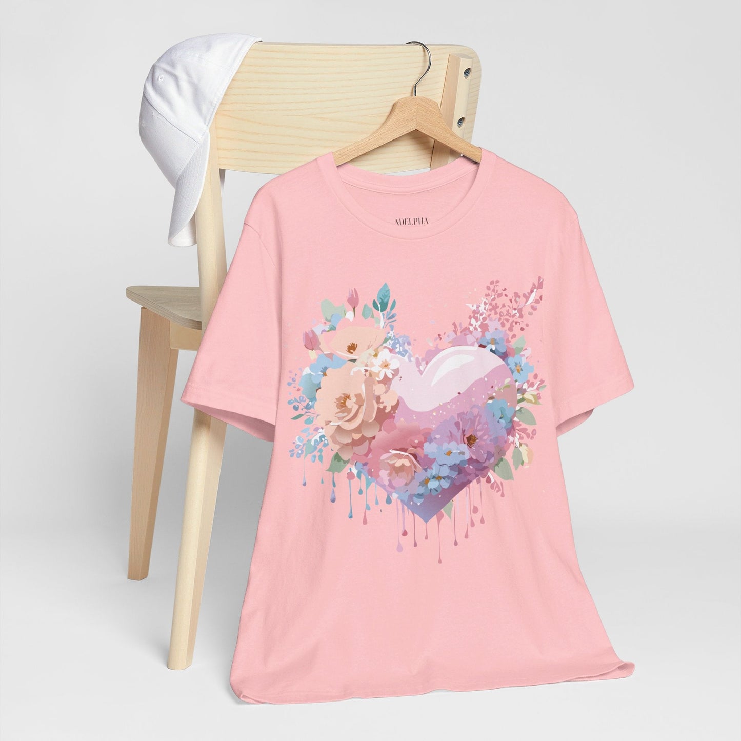 Valentine Day Graphic Unisex 100 Cotton Vintage Artwork with Love and Flower Design Tee 29