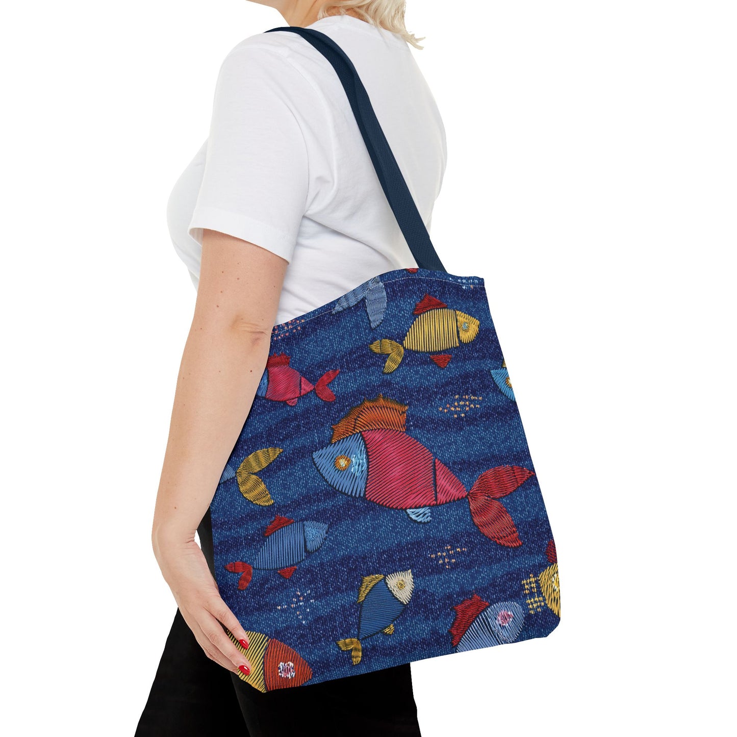 Denim Fabric Imitation Print Unisex Canvas Bag Poly Spun 3 Sizes Tote Bag 193-4