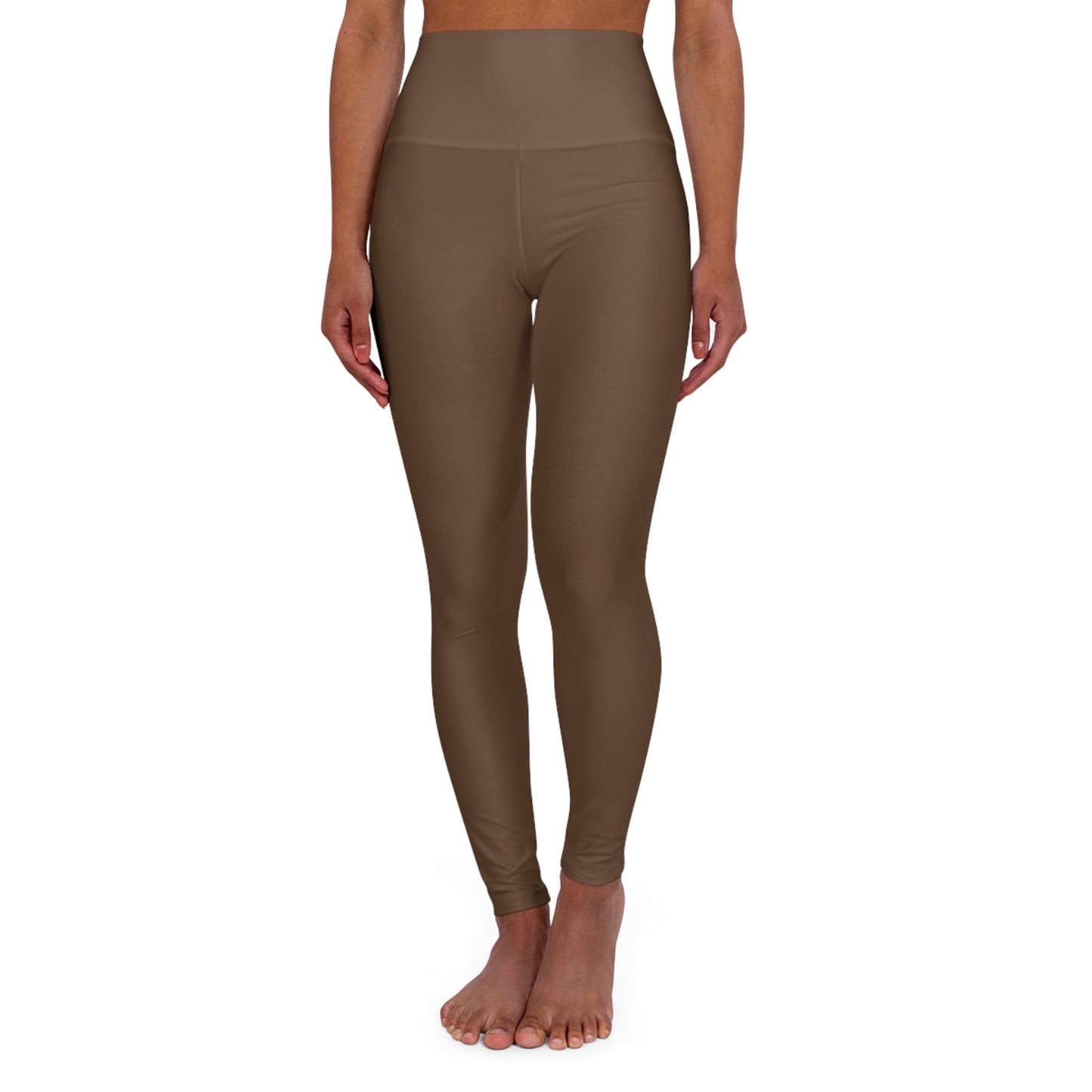 High-Waist Coffee Color Yoga Leggings Neutral Brown Women's Poly-Span Seamless Activewear