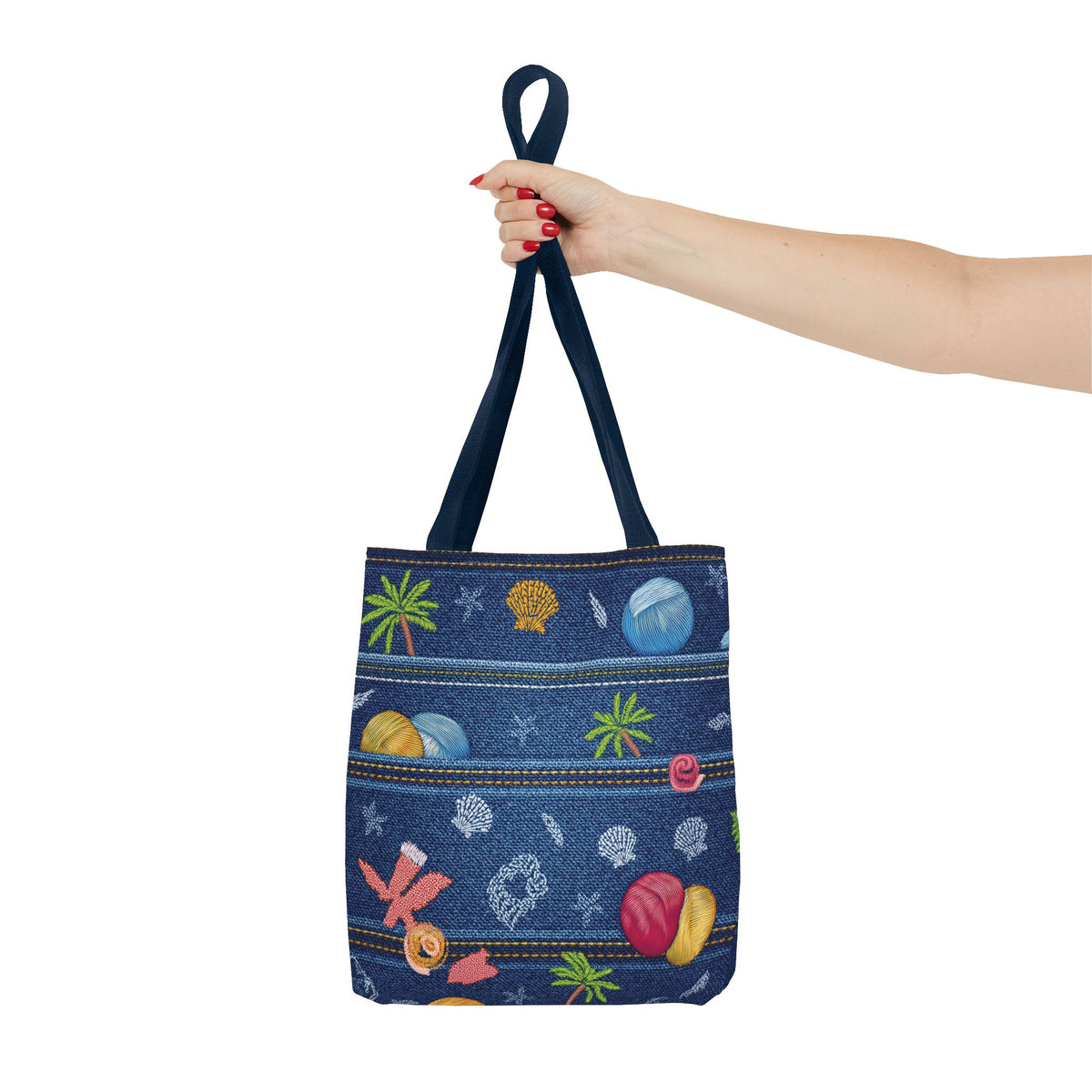 Denim Fabric Imitation Print Unisex Canvas Bag Poly Spun 3 Sizes Tote Bag 182-8