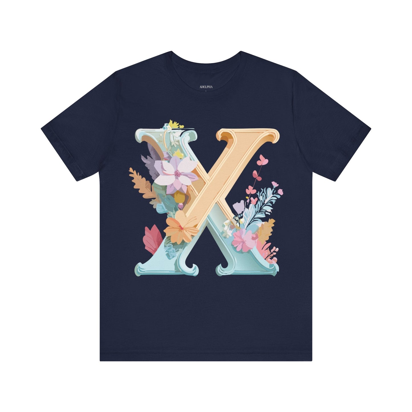 Letter X Shirt Graphic Tee Unisex Vintage Inspired Artwork By Adelpha Premium Comfort