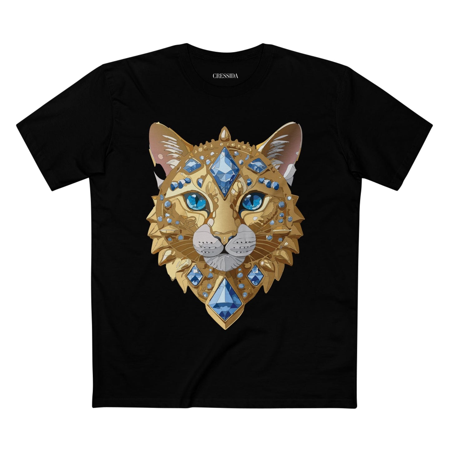 Cat Graphic Unisex 100 Cotton Tee With Unique Animal Golden Medallion Art Design 12