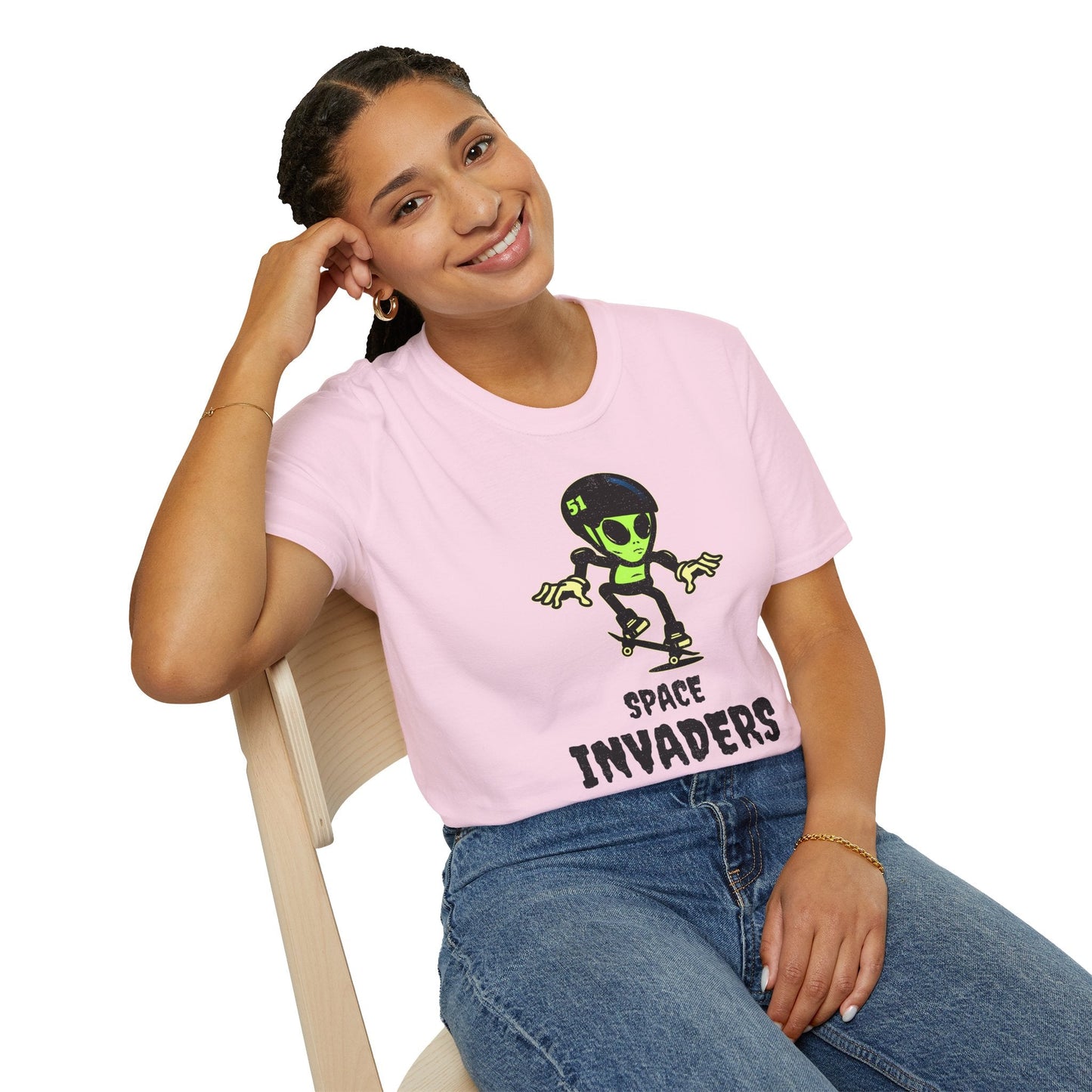 Alien Skateboard Space Invaders Shirt