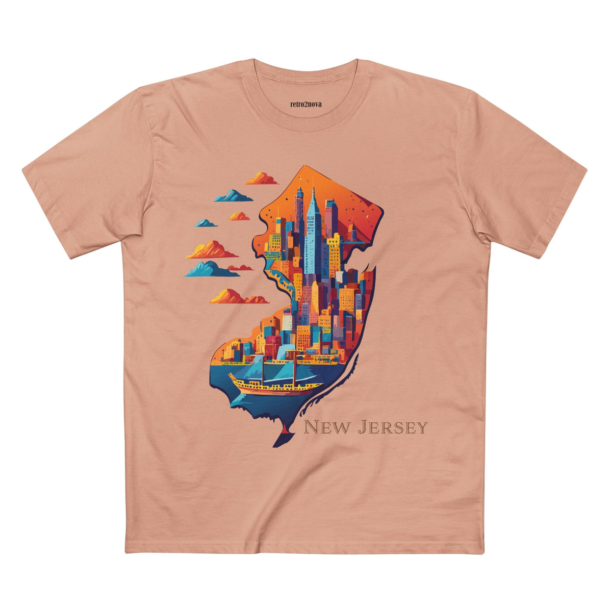 New Jersey Skyline silhouette T-Shirt | State Outline Cityscape Tee