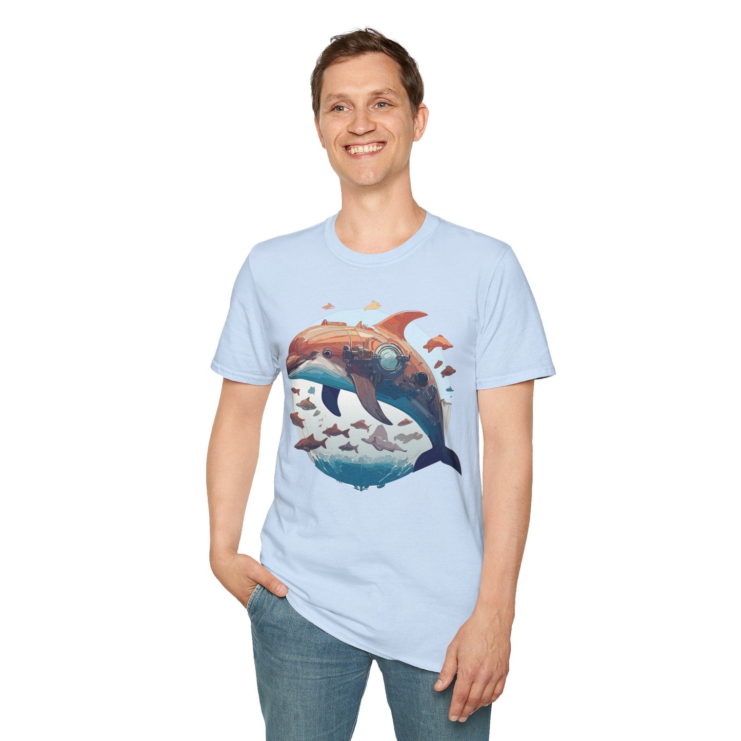 Unisex Dolphin Shirt Softstyle Tee Gildan 64000 Ring Spun Cotton Animal Graphic Design
