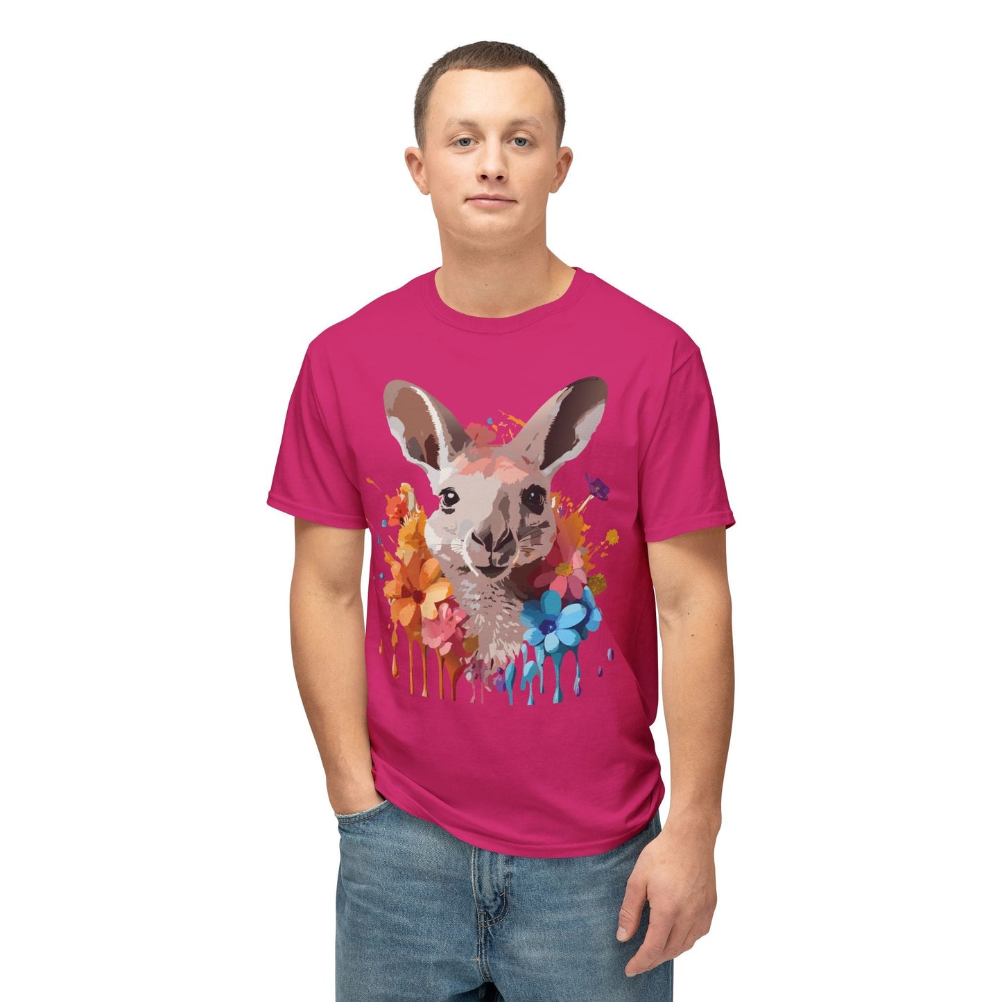 Unisex Kangaroo T Shirt HD Cotton Full Color Art Print Tee Made In USA 100 Percent Pre Shrunk