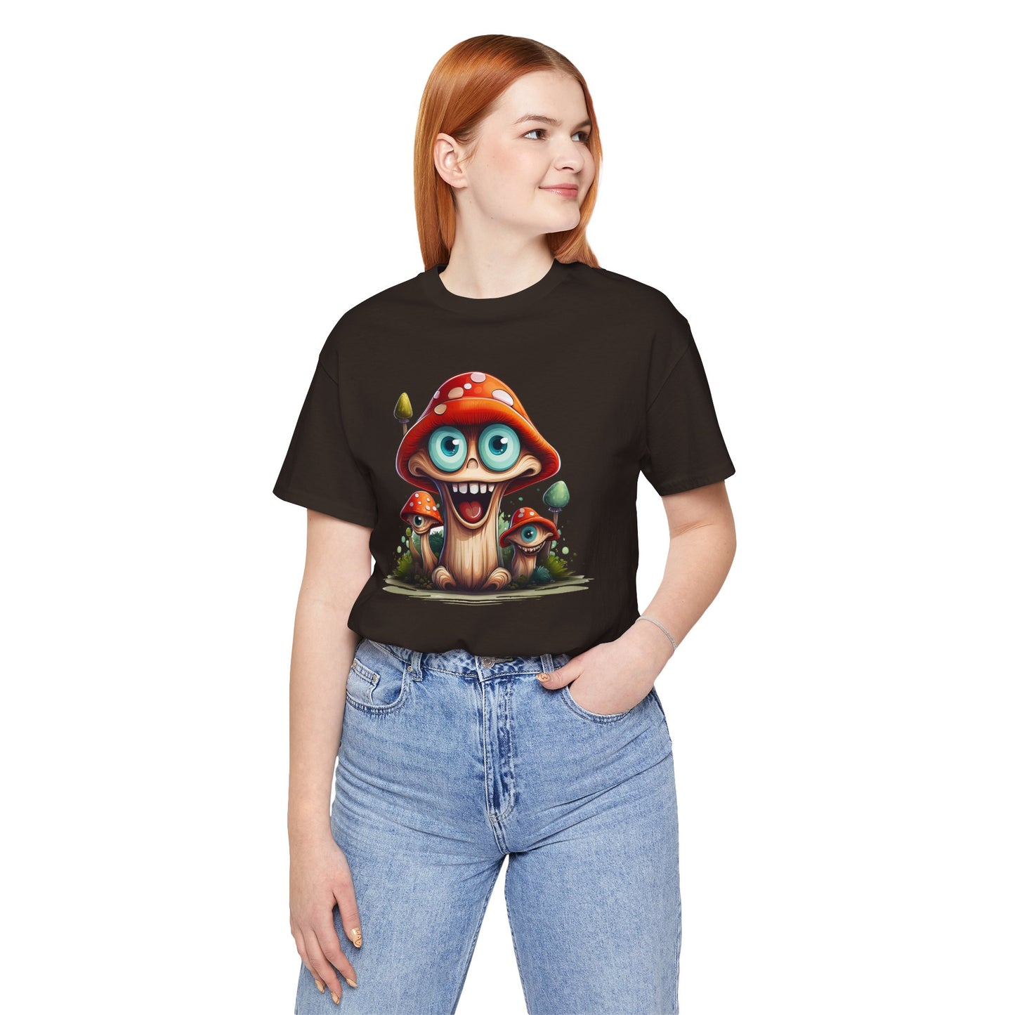 Cute Mushroom Graphic Tee, Fun Cartoon Shirt, Funny Mushroom Shirt, Cute Cartoon Tees, Graphic T-Shirt, Art Design T-Shirt