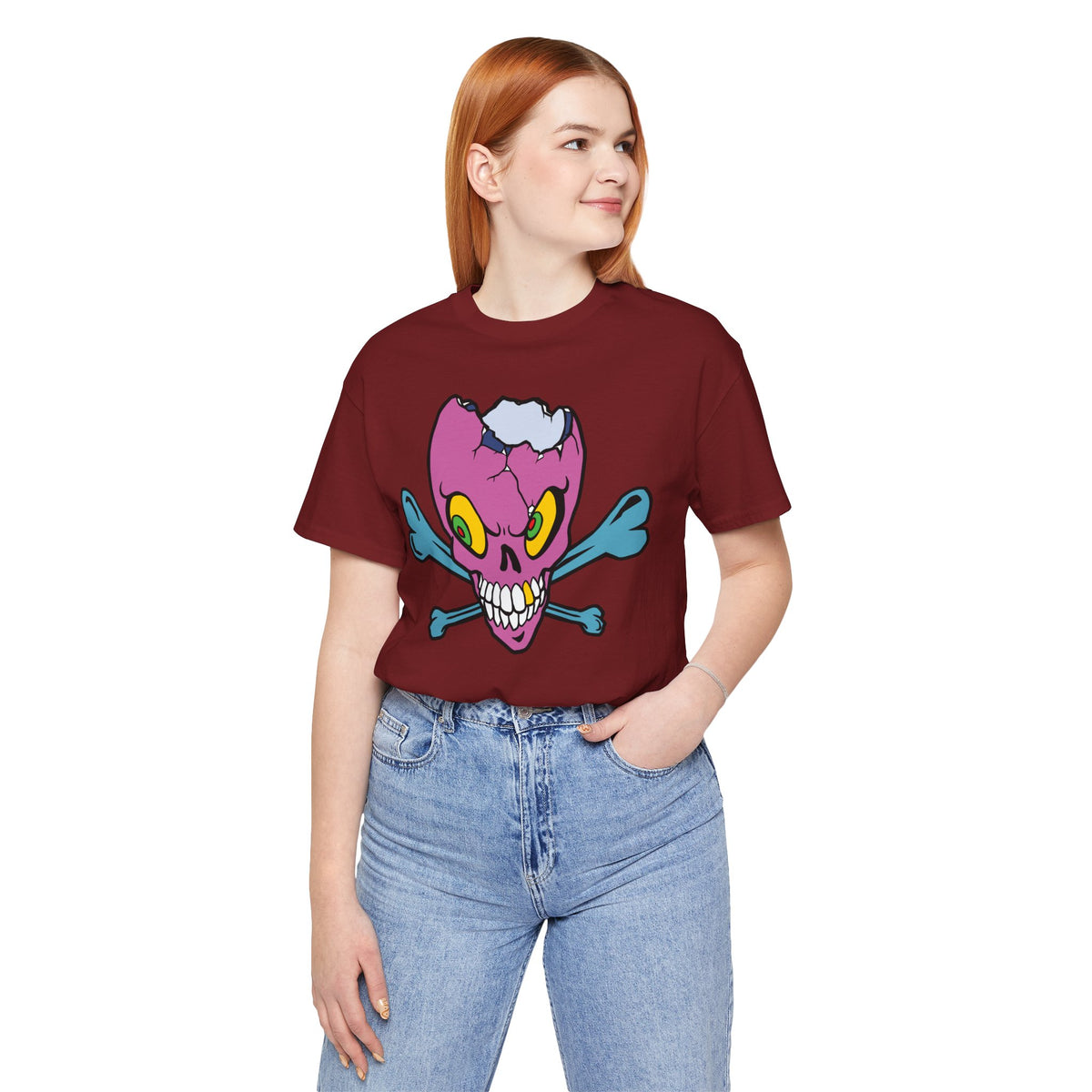 Purple Skull Graphic Design Tee, Skull Shirt, Vintage Tees, Art Design T-Shirt, Vintage Graphic Tee, Art Shirts with Skulls 5