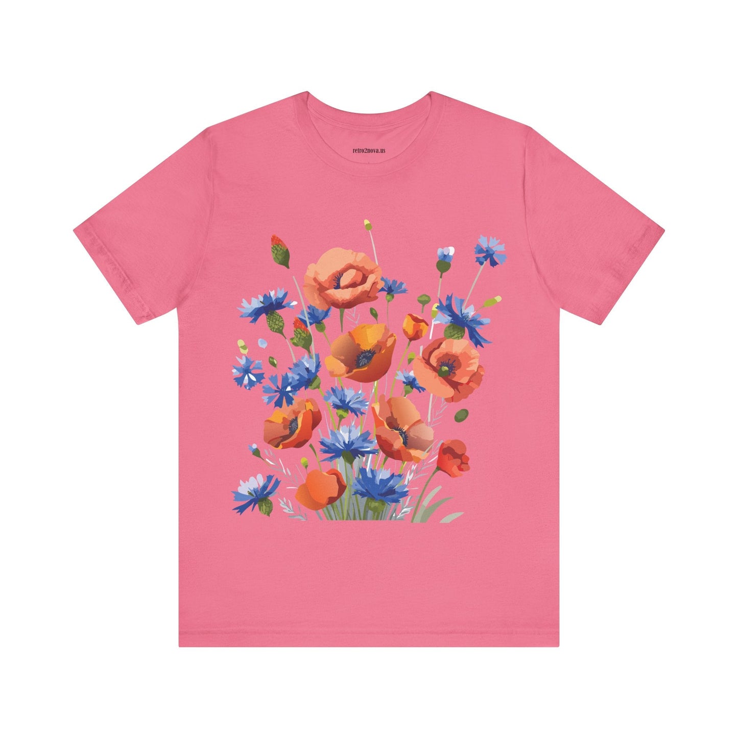Unisex Floral Shirt Floral Print Tee Lightweight Breathable Fabric Short Sleeve Casual Wear