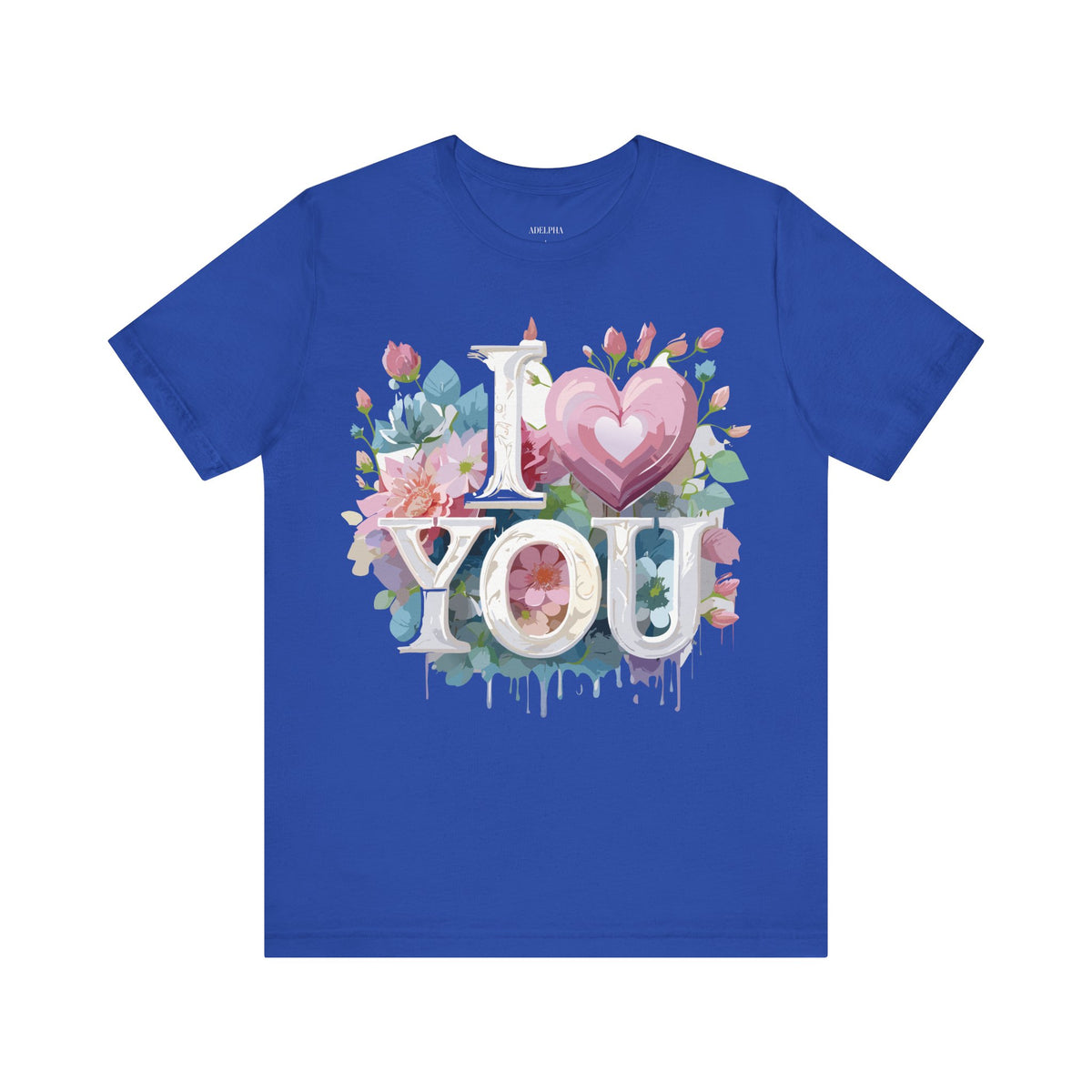 Valentine's Day Graphic Unisex Cotton Bella+Canvas Tee with Floral Art Design d126
