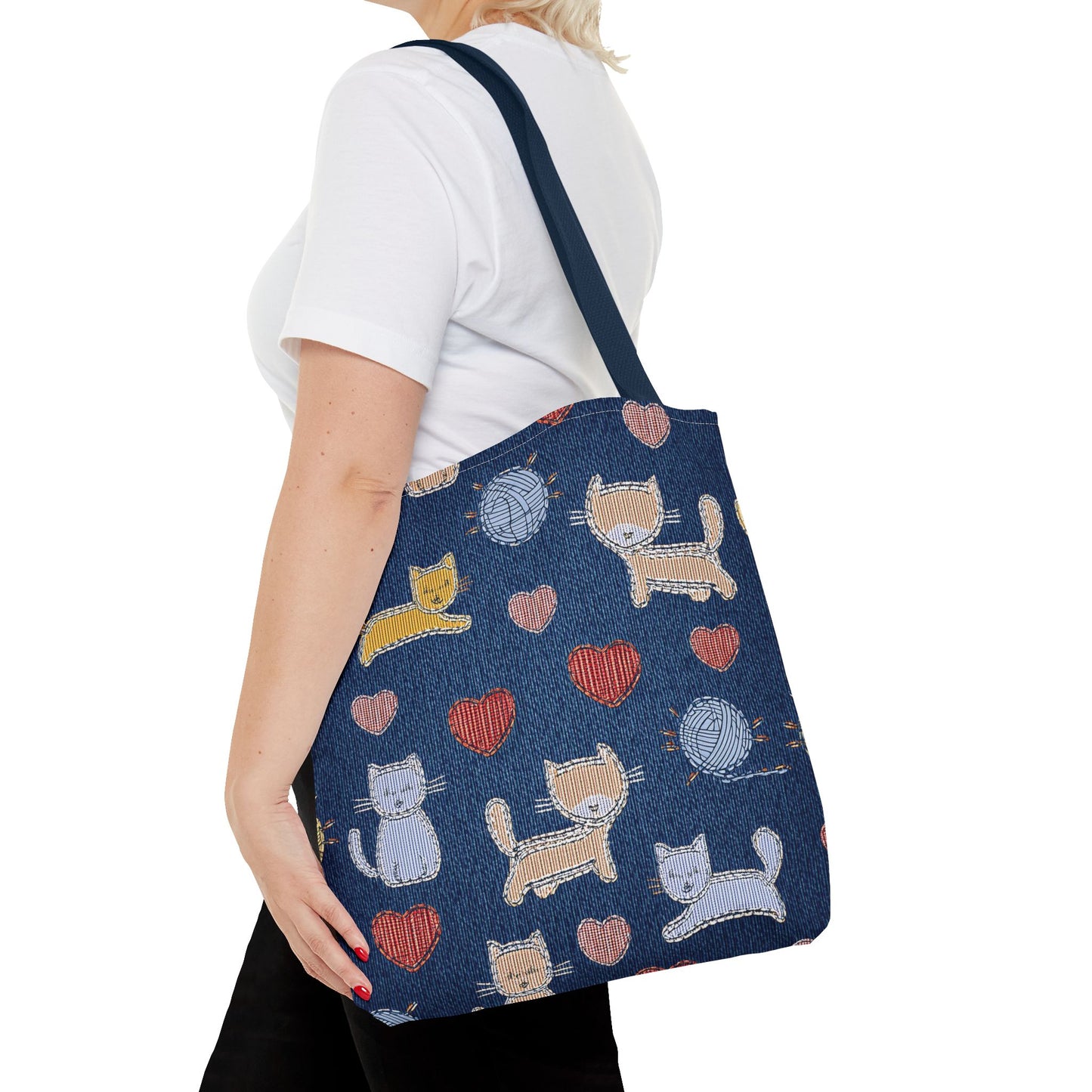 Love Day Graphic Design Denim Fabric Imitation Print Unisex Canvas Bag POLY 3 Sizes Tote Bag 201-8