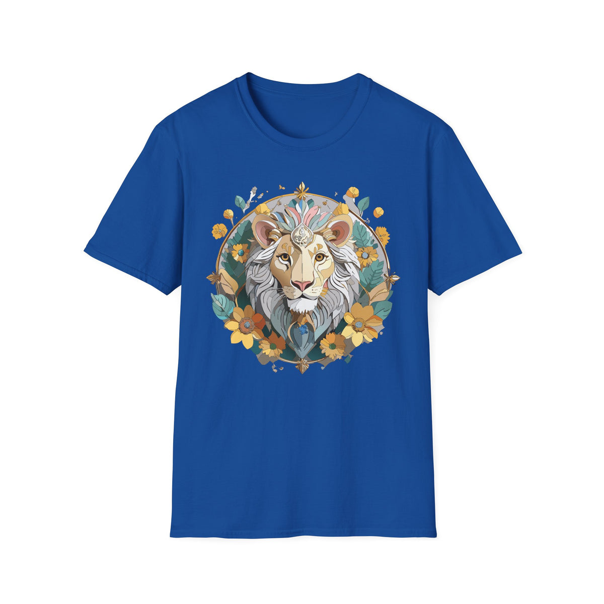 Floral Lion Illustration T-Shirt | Botanical Mane Tee