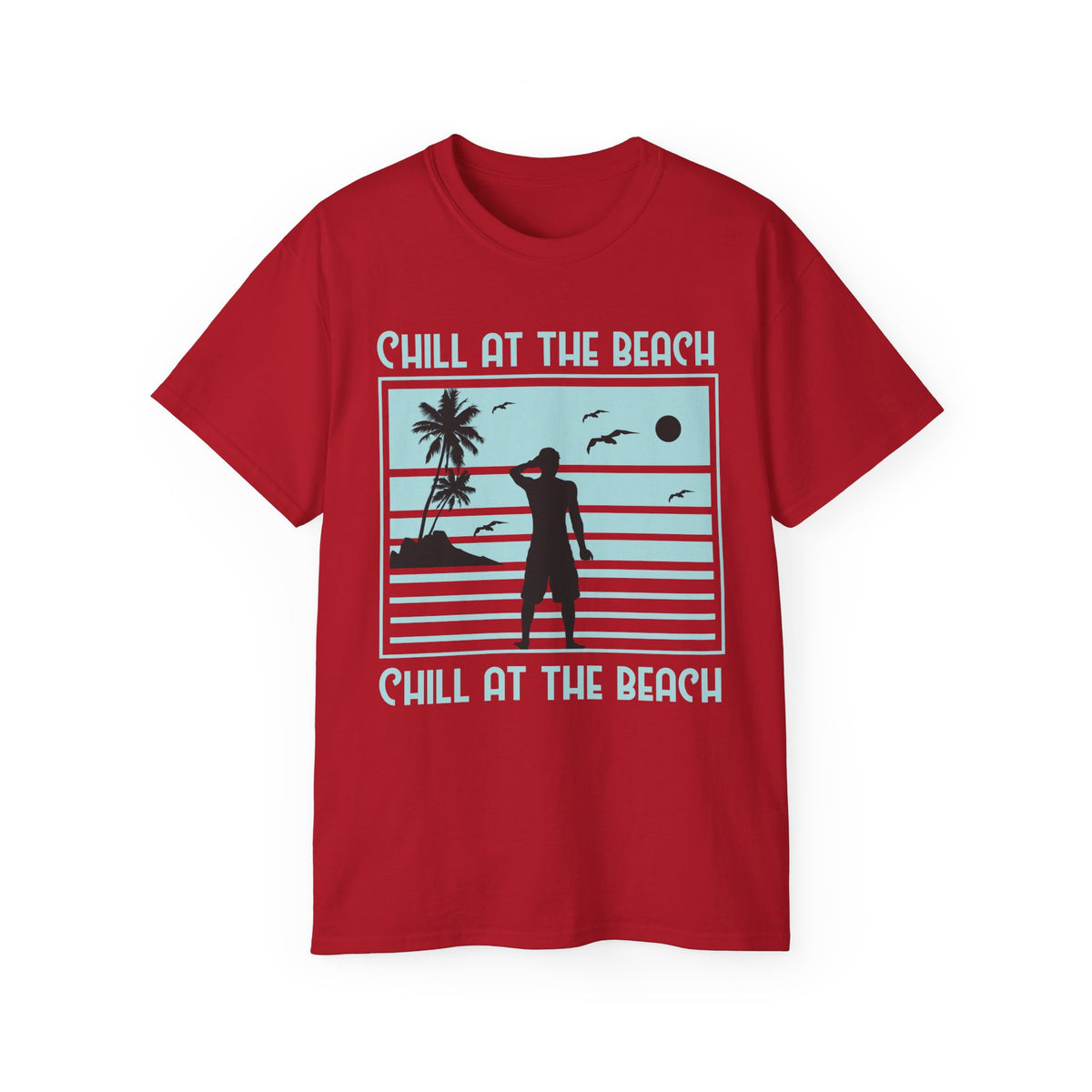 Chill at the Beach silhouette surf scene Tee | Palm trees, sunset, ocean vibes